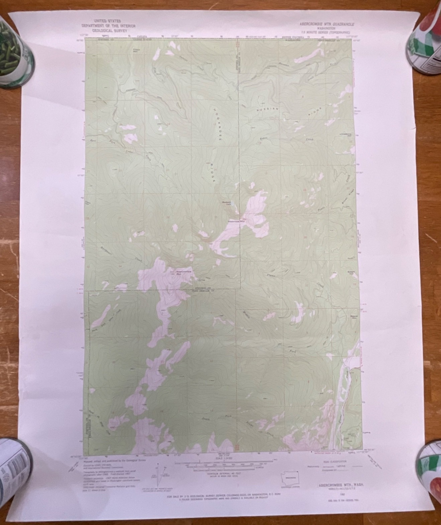 1971 Abercrombie Mountain Washington USGS Topographic Map 27in x 22in - Image 1