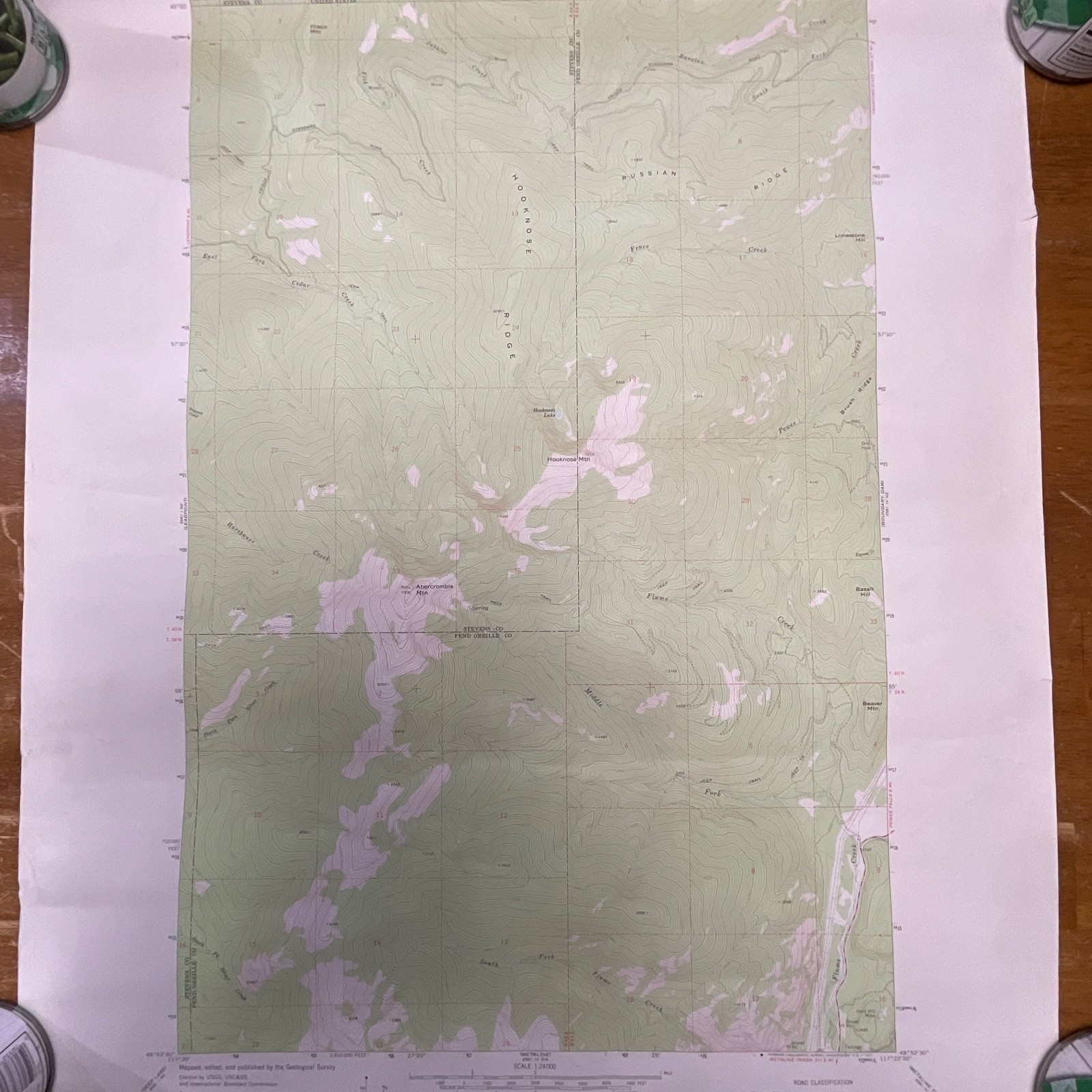 1971 Abercrombie Mountain Washington USGS Topographic Map 27in x 22in - Image 3