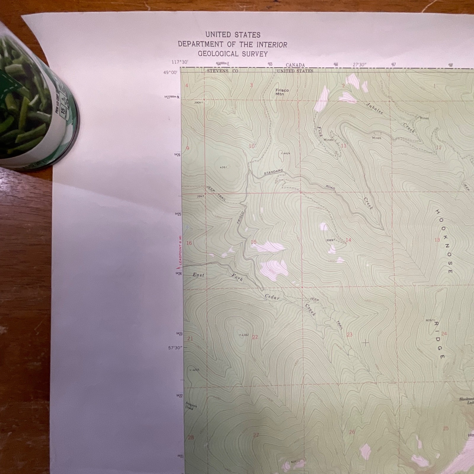1971 Abercrombie Mountain Washington USGS Topographic Map 27in x 22in - Image 4