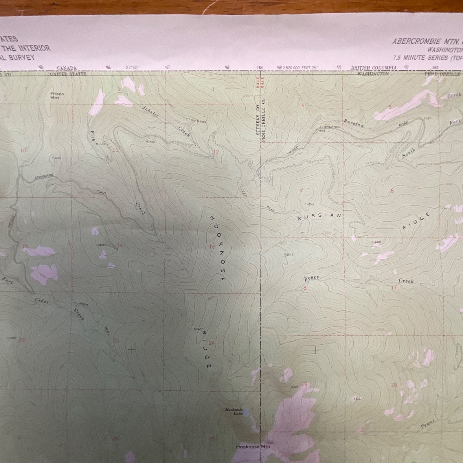 1971 Abercrombie Mountain Washington USGS Topographic Map 27in x 22in - Image 5