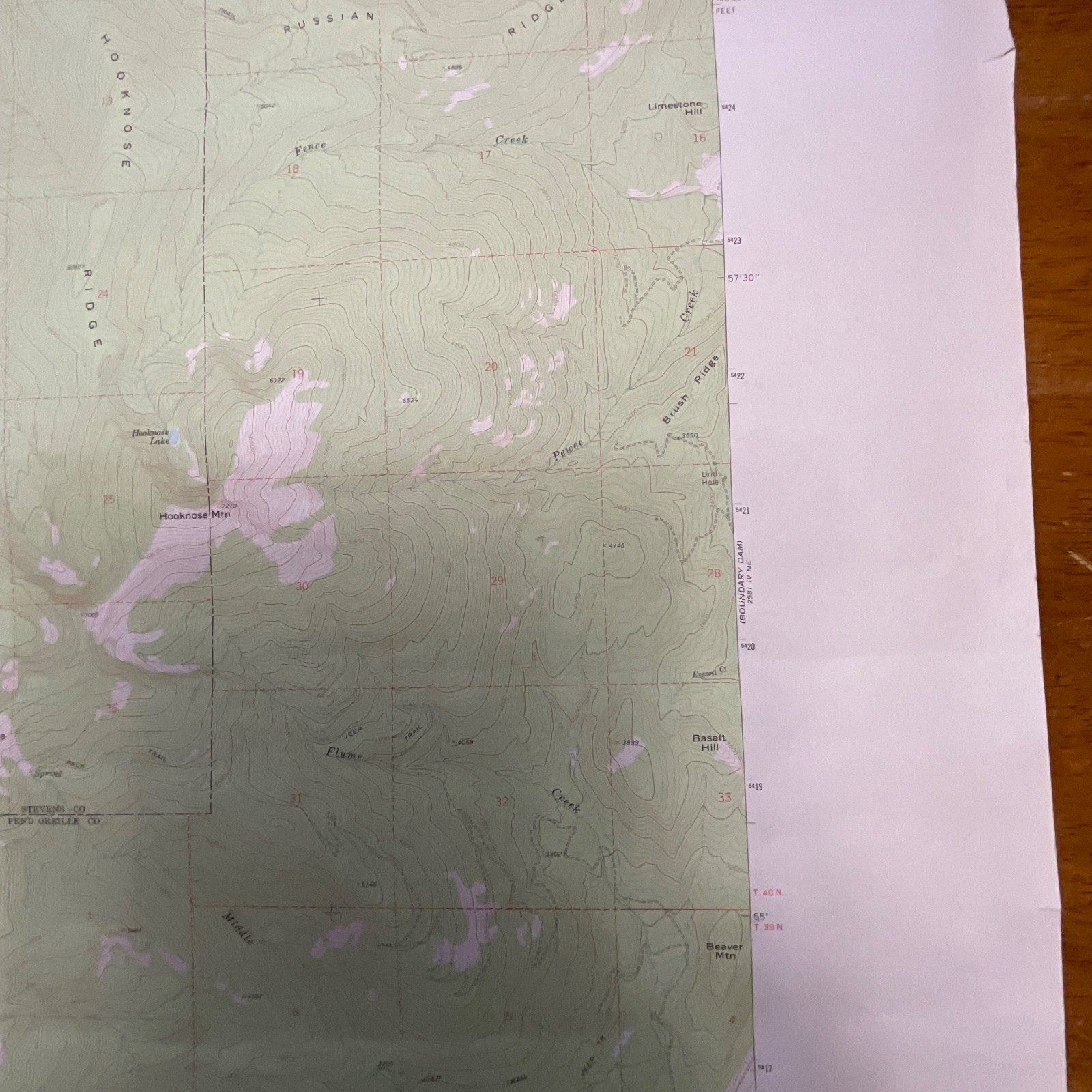 1971 Abercrombie Mountain Washington USGS Topographic Map 27in x 22in - Image 7