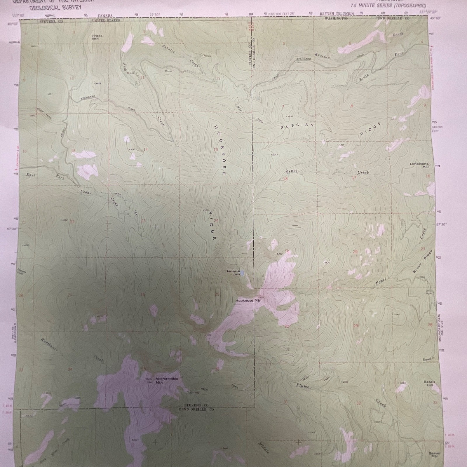 1971 Abercrombie Mountain Washington USGS Topographic Map 27in x 22in - Image 13