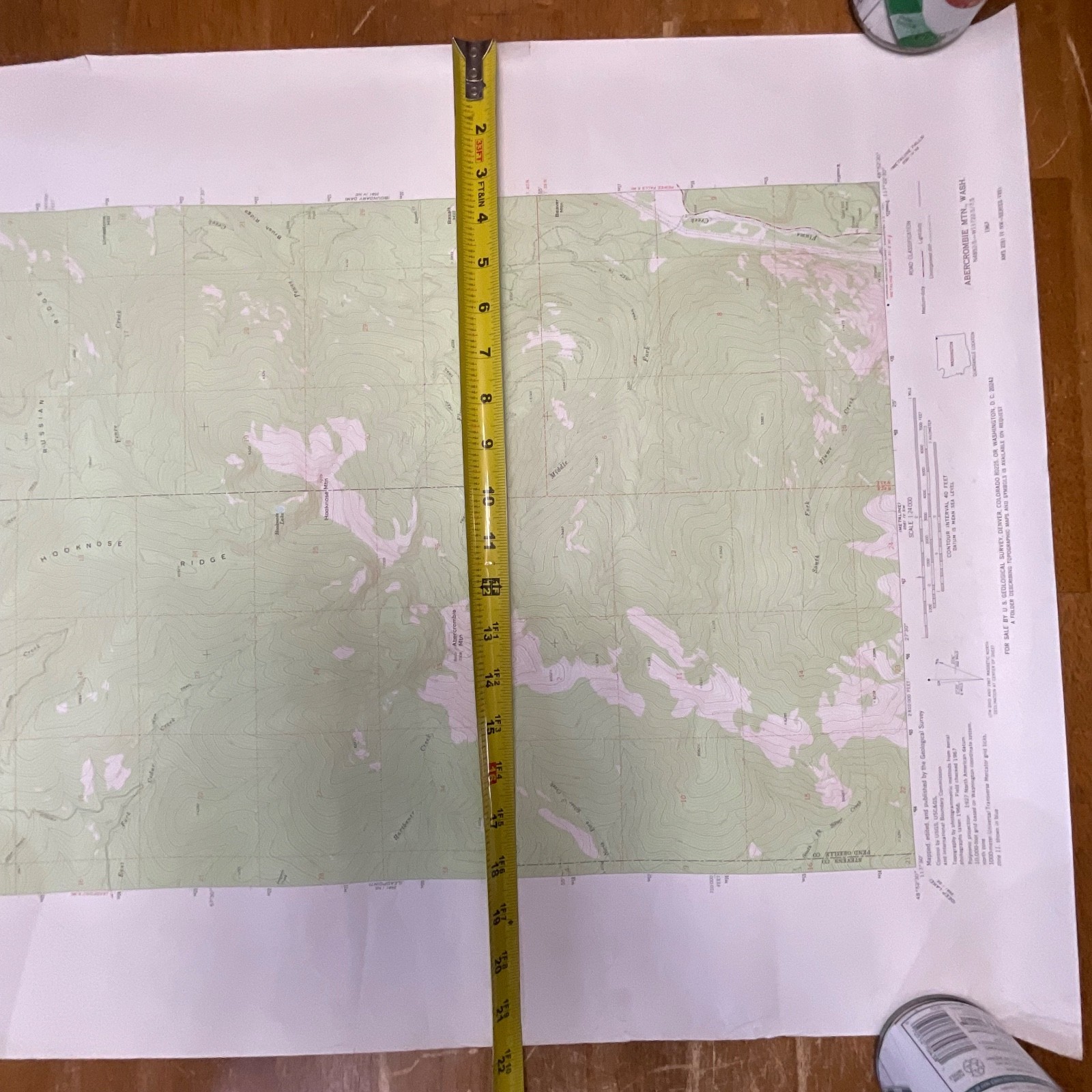 1971 Abercrombie Mountain Washington USGS Topographic Map 27in x 22in - Image 17