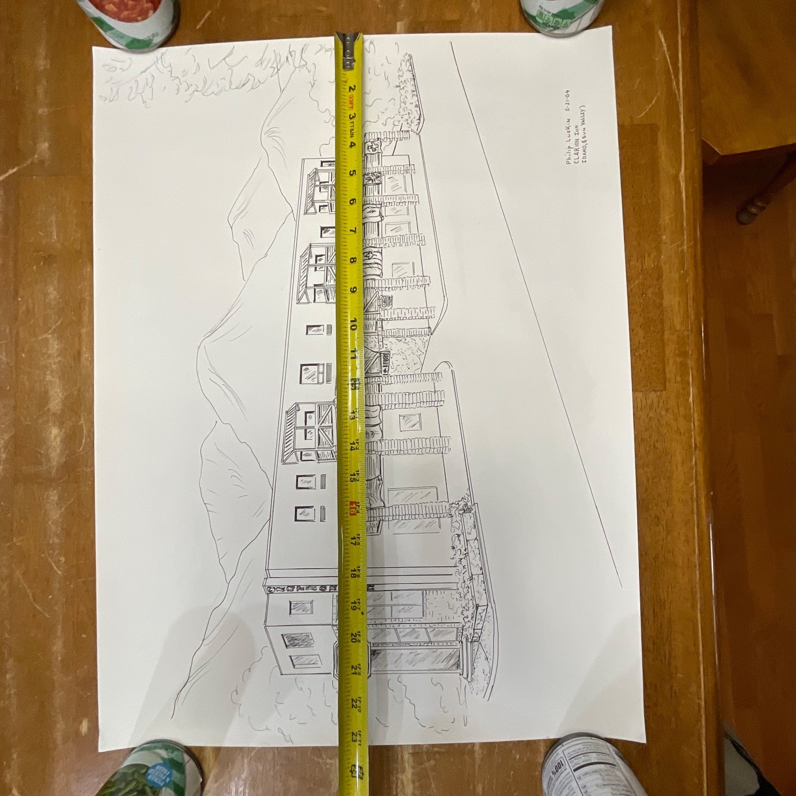 Philip Luskin Clarion Inn Sun Valley Idaho Drawing 24in x 30in Ink Sketch - Image 22