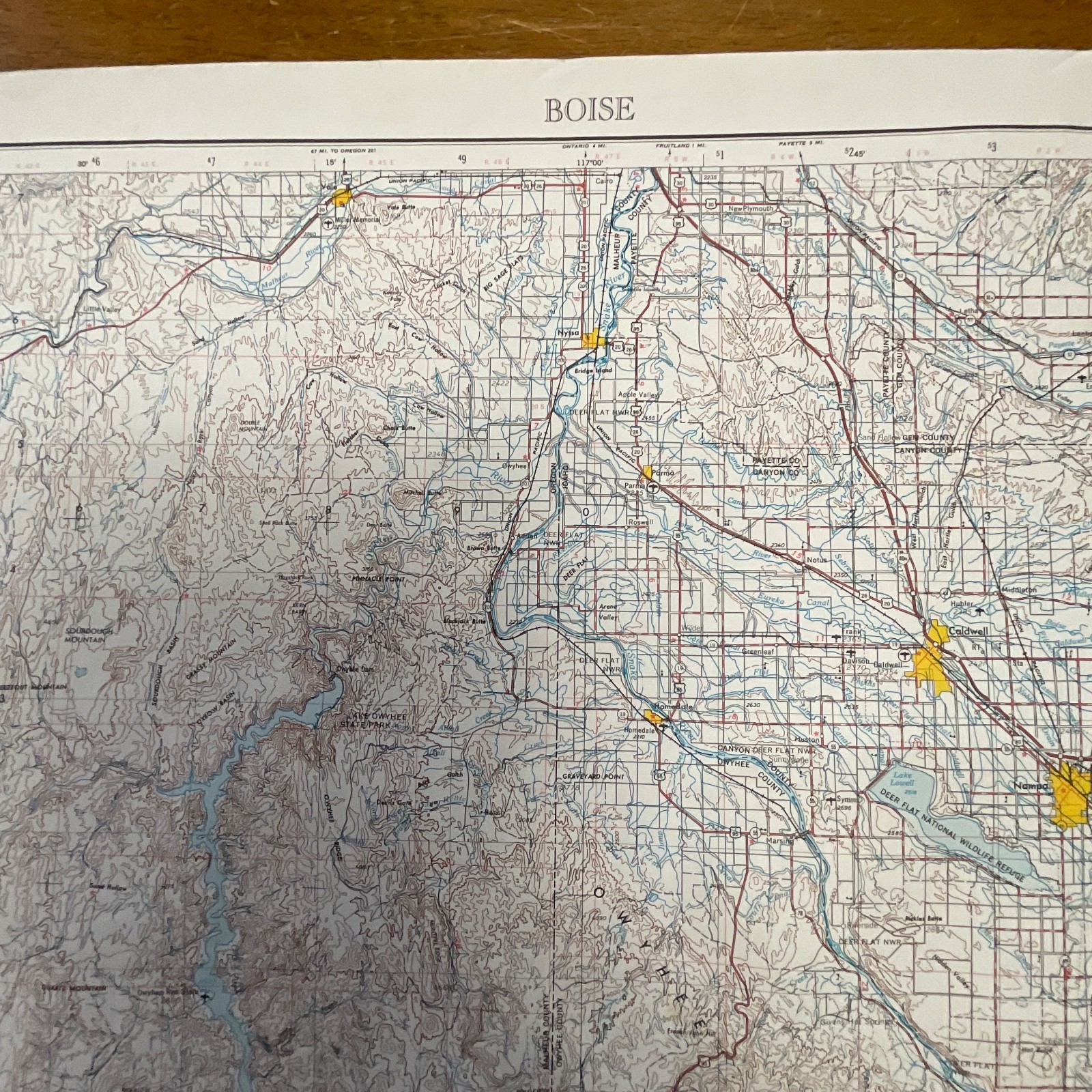 1977 Boise Idaho USGS Topographic Map 1:250000 Wall Map 27.5in x 21.75in - Image 3