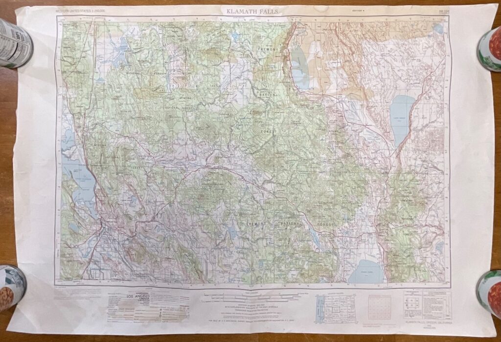 Vintage 1972 Klamath Falls USGS Topographic Map 27in x 22in Oregon California - Image 1