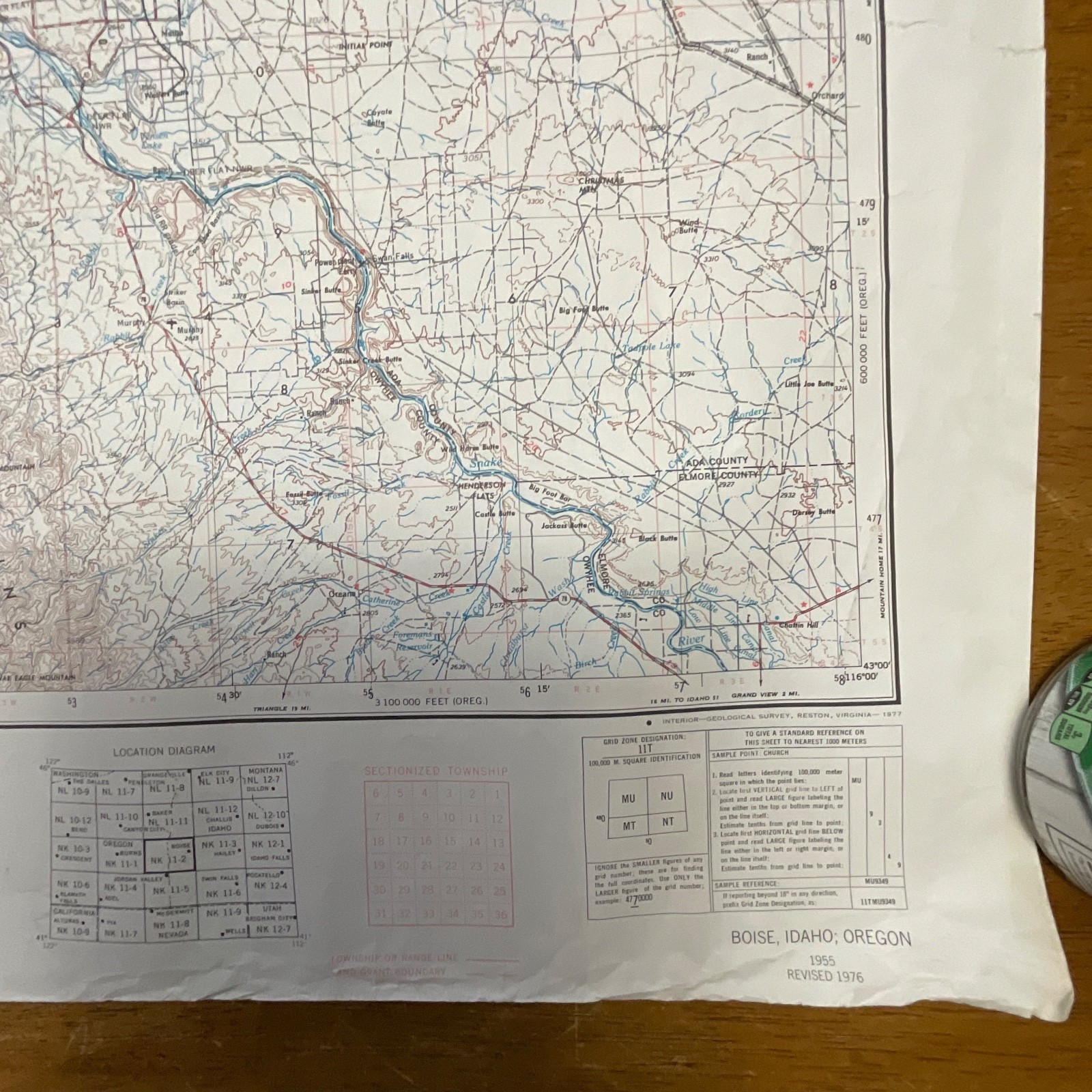 1977 Boise Idaho USGS Topographic Map 1:250000 Wall Map 27.5in x 21.75in - Image 6