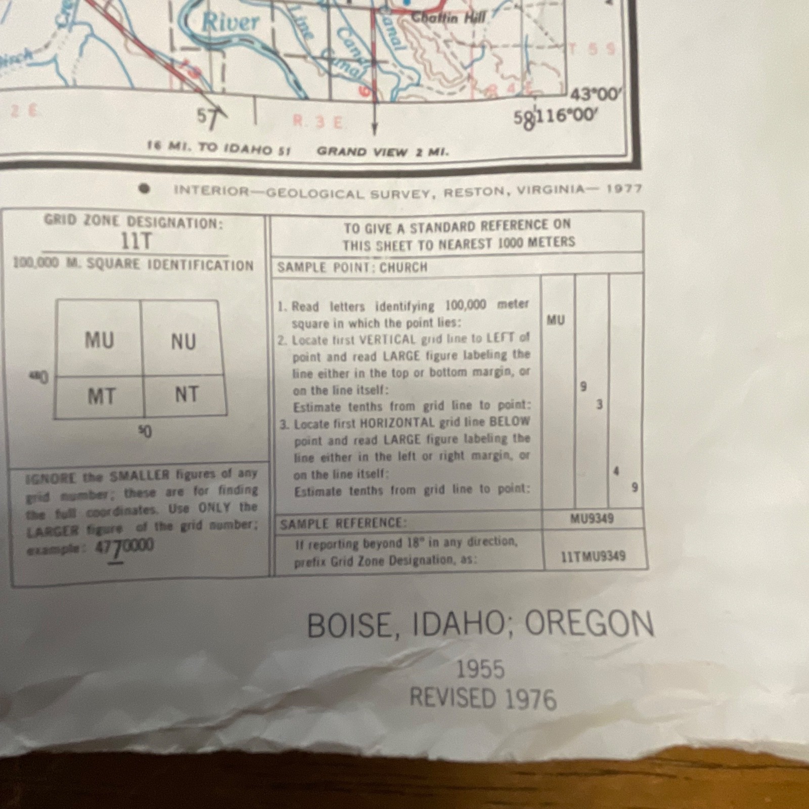 1977 Boise Idaho USGS Topographic Map 1:250000 Wall Map 27.5in x 21.75in - Image 7