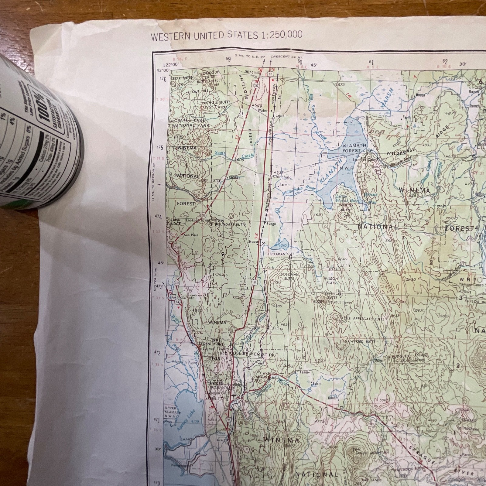 Vintage 1972 Klamath Falls USGS Topographic Map 27in x 22in Oregon California - Image 2