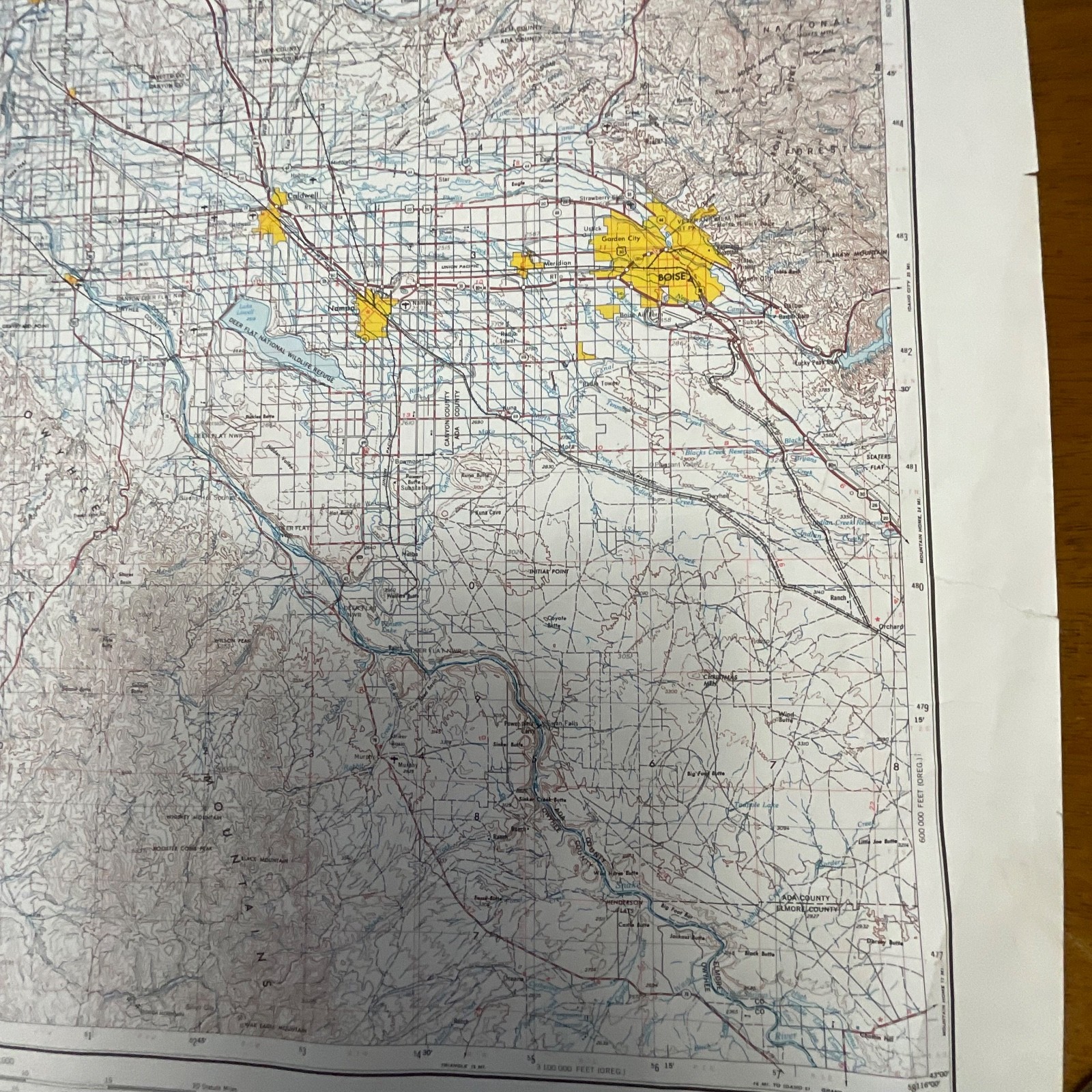 1977 Boise Idaho USGS Topographic Map 1:250000 Wall Map 27.5in x 21.75in - Image 5