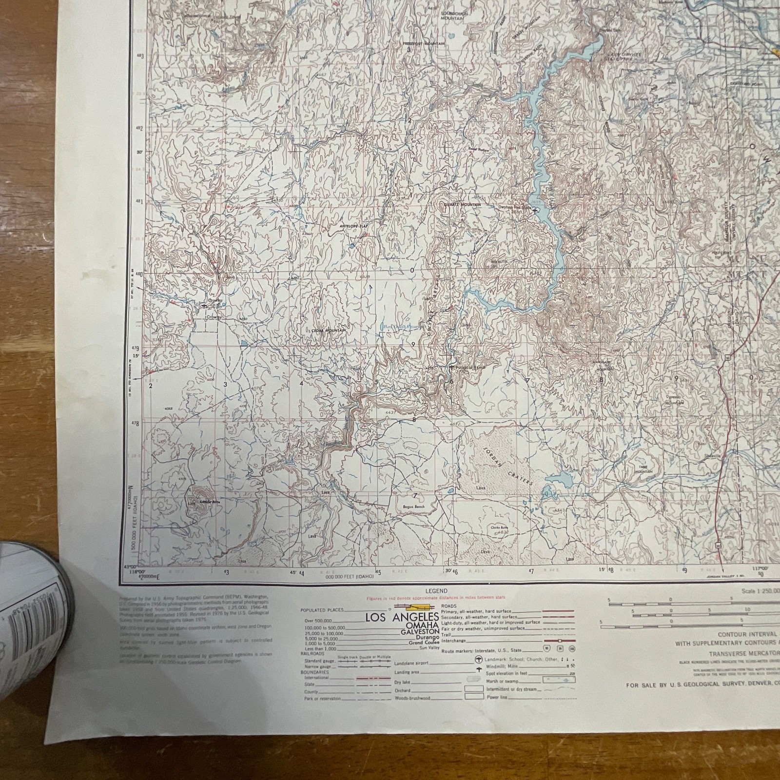 1977 Boise Idaho USGS Topographic Map 1:250000 Wall Map 27.5in x 21.75in - Image 9
