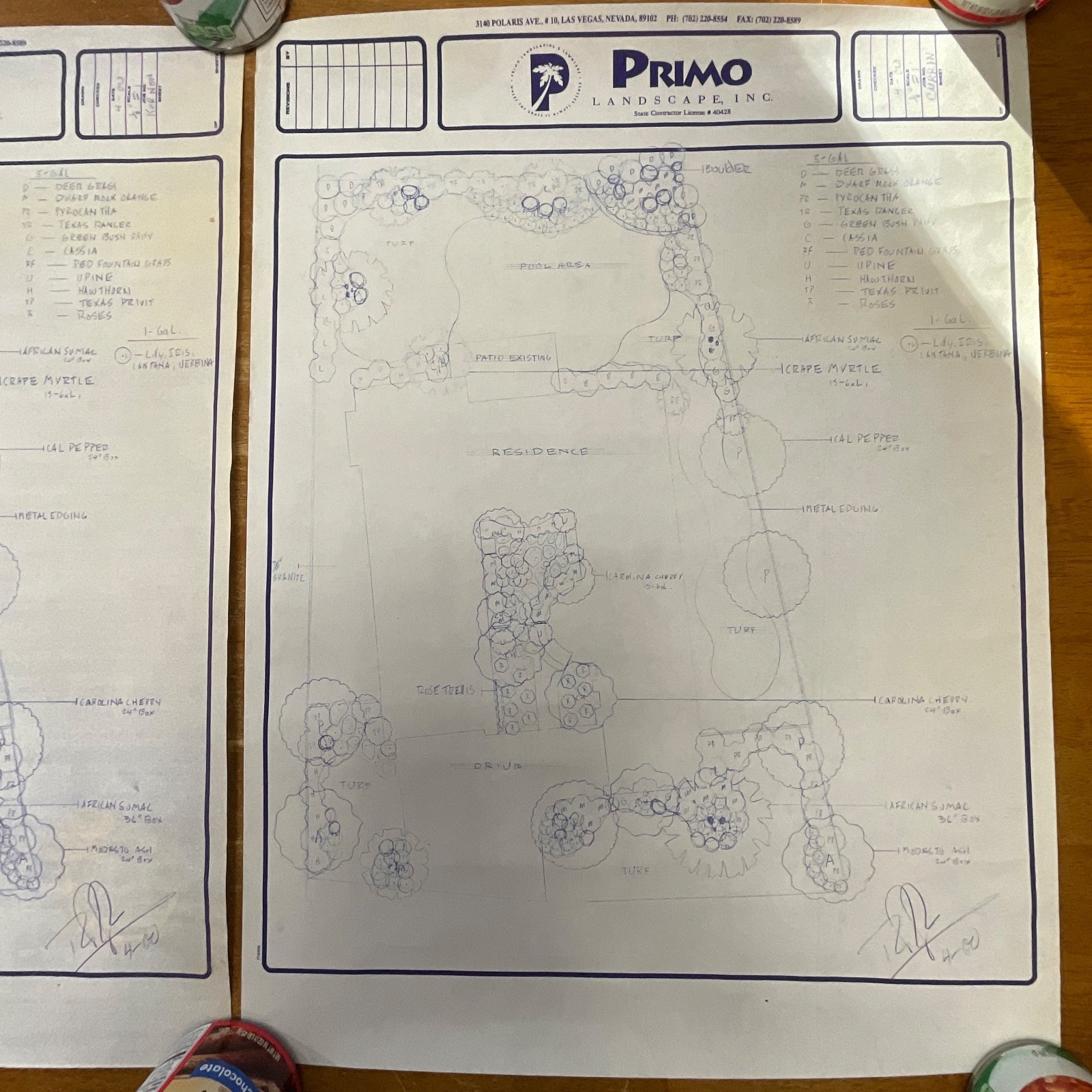 Pair Landscape Design Drawings 24in x 18in Primo Landscape Inc Rolled Storage - Image 3