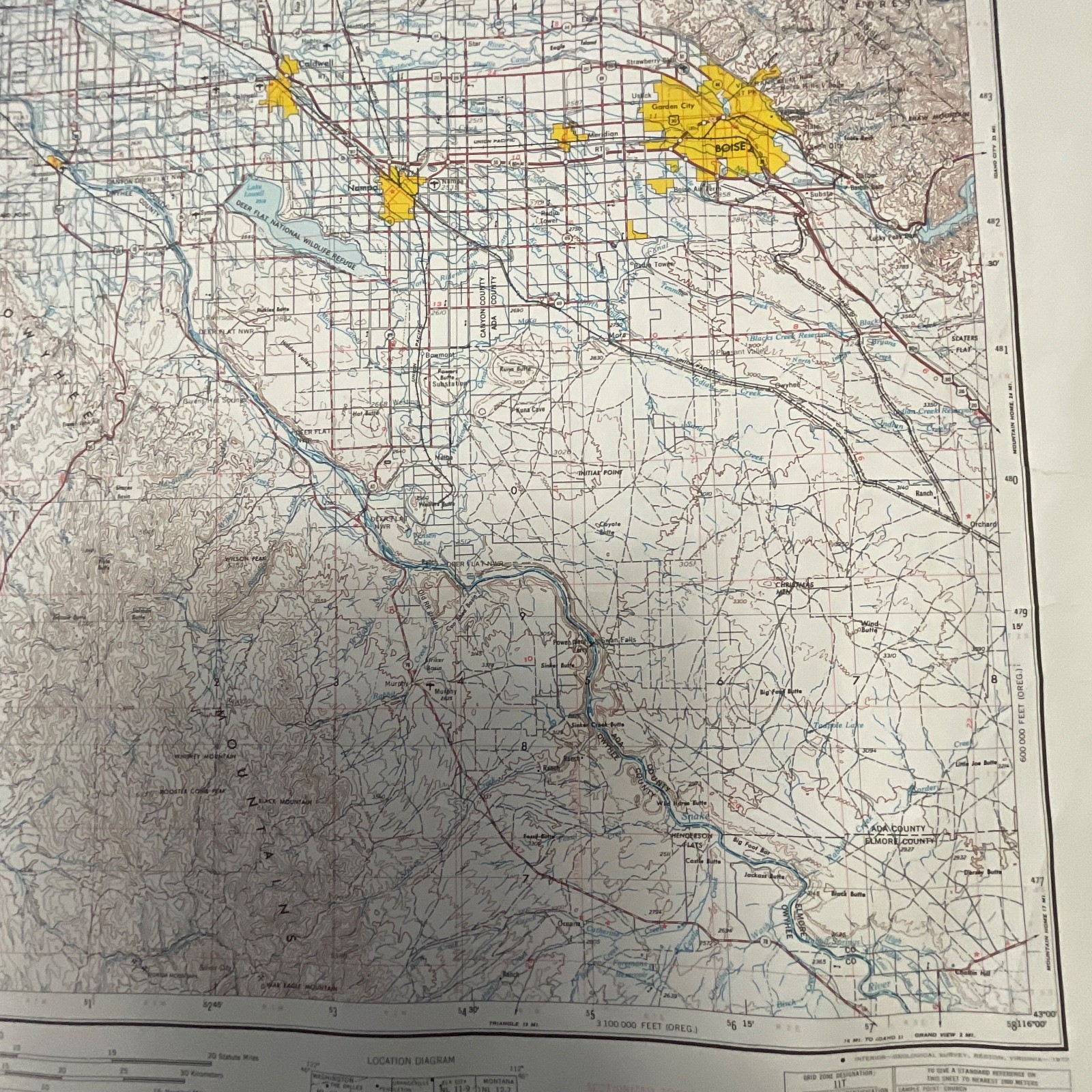 1977 Boise Idaho USGS Topographic Map 1:250000 Wall Map 27.5in x 21.75in - Image 15