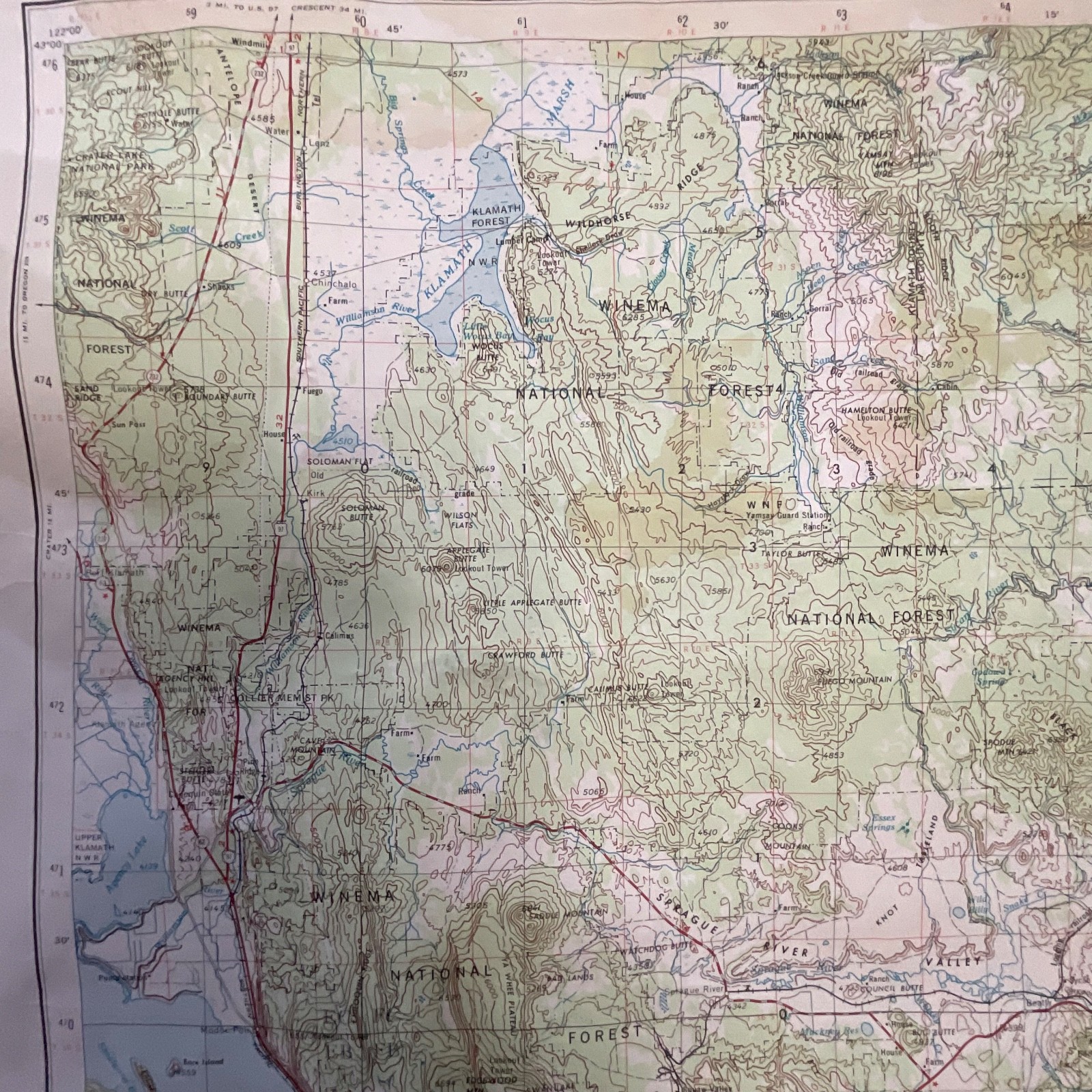 Vintage 1972 Klamath Falls USGS Topographic Map 27in x 22in Oregon California - Image 15