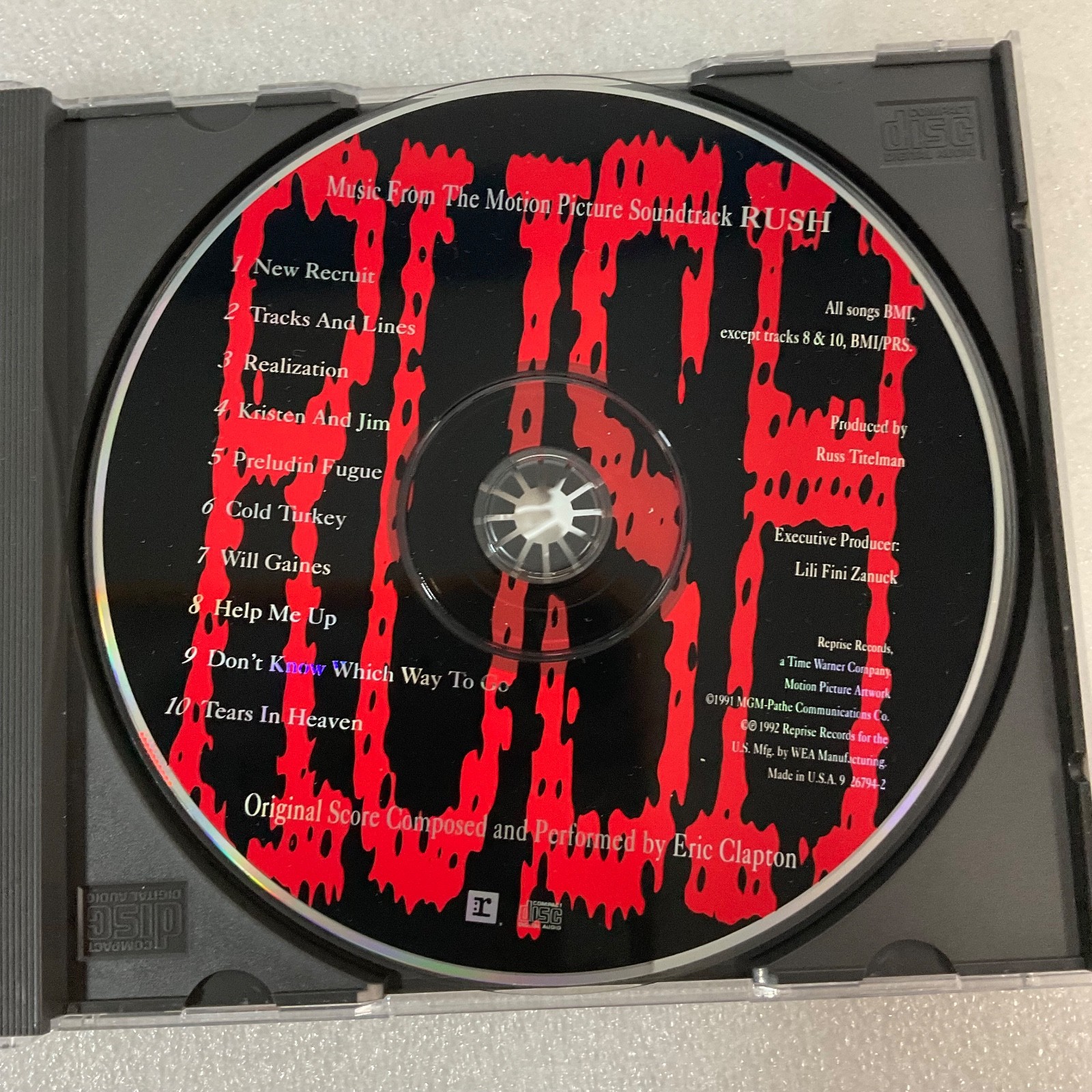 Rush Motion Picture Soundtrack CD 1992 Eric Clapton Score Reprise Records - Image 8