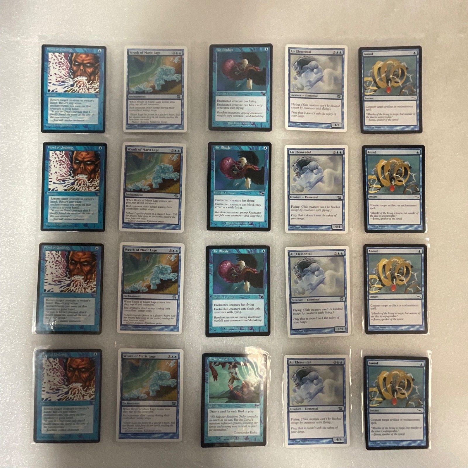 MTG Lot of 20 Blue Cards Mixed Sets Wrath of Marit Lage Air Elemental - Image 1