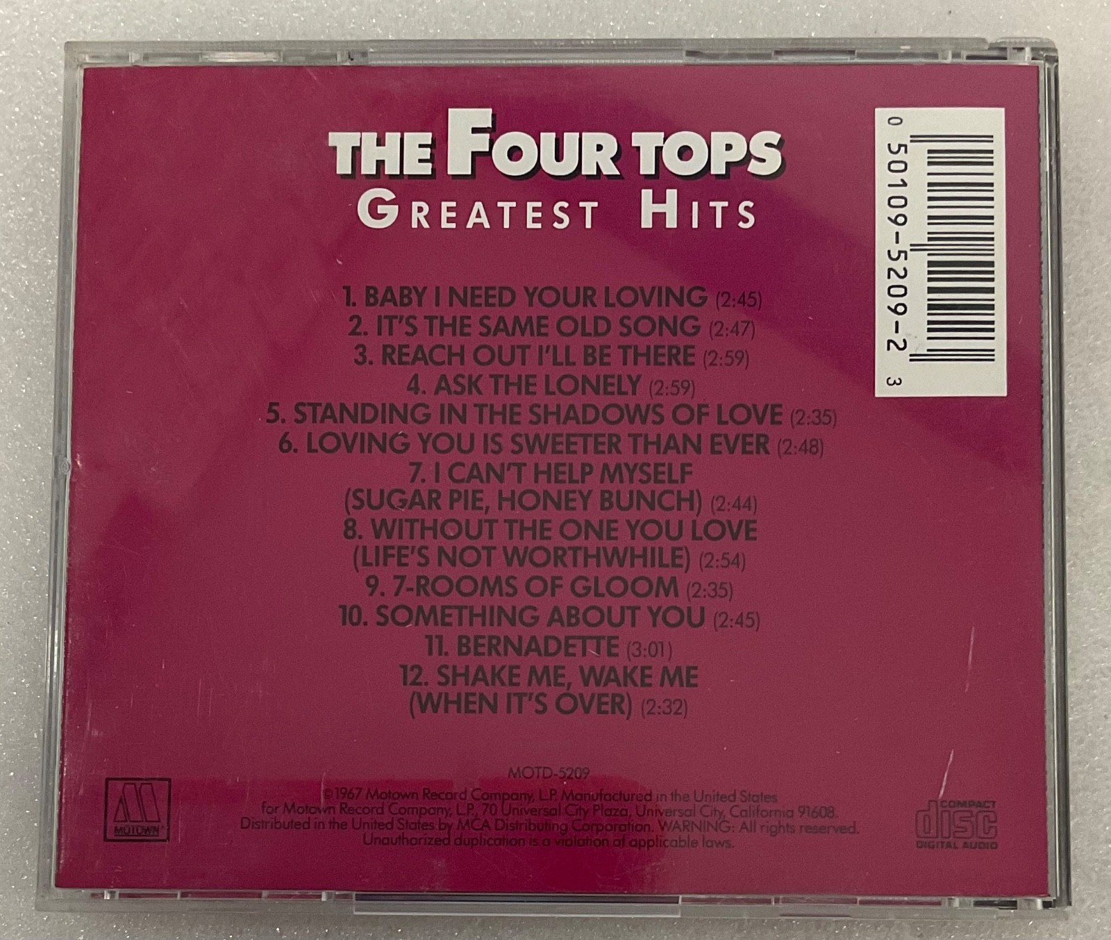 The Four Tops Greatest Hits CD Motown Compact Classic MOTD-5209 - Image 2