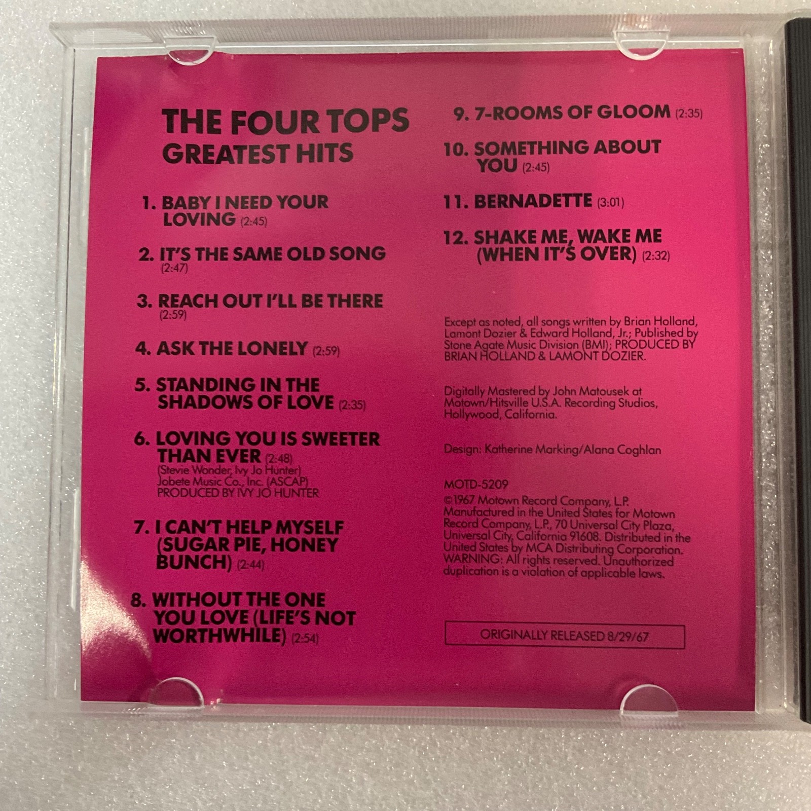The Four Tops Greatest Hits CD Motown Compact Classic MOTD-5209 - Image 7