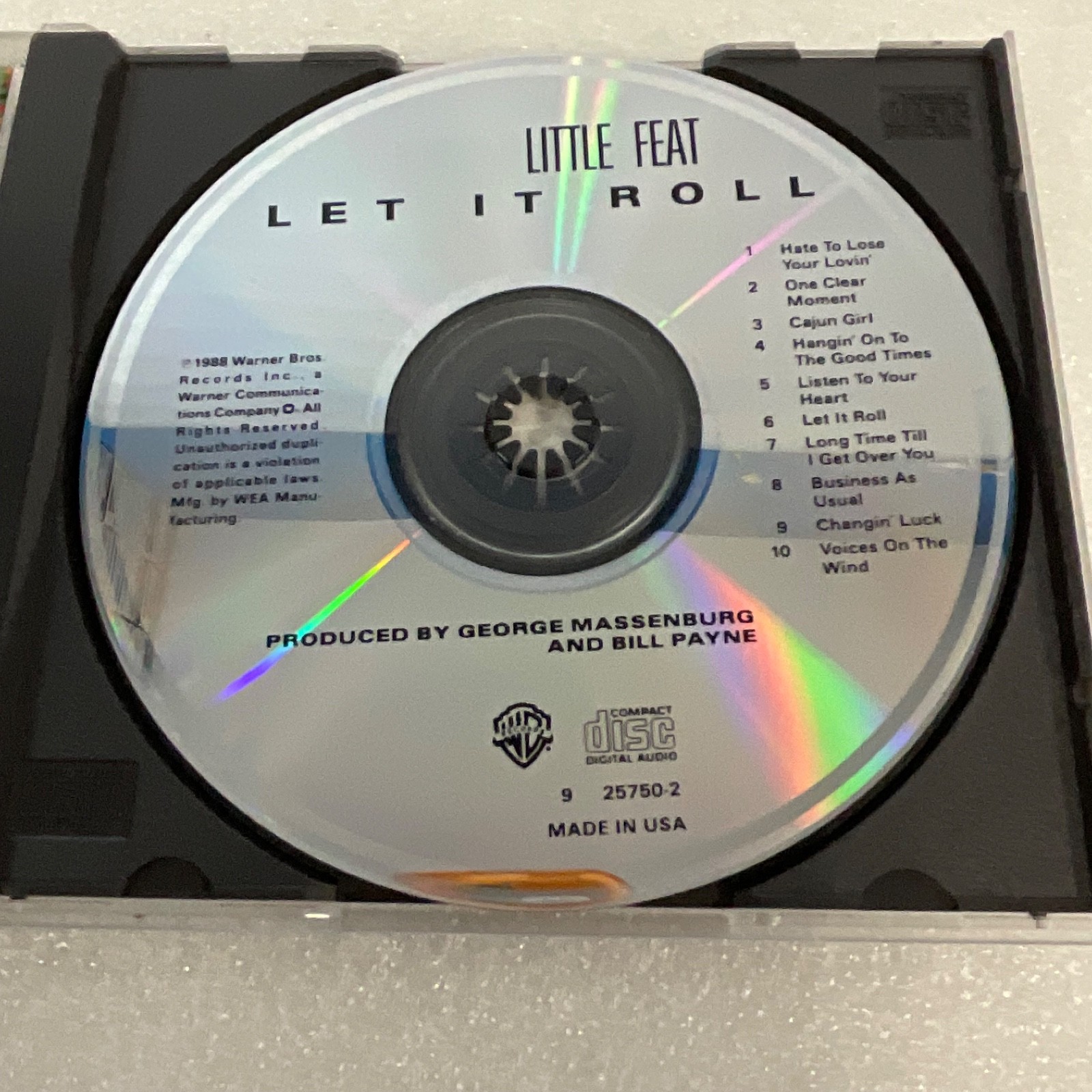 Little Feat Let It Roll CD 1988 Warner Bros Rock Album Made in USA - Image 8