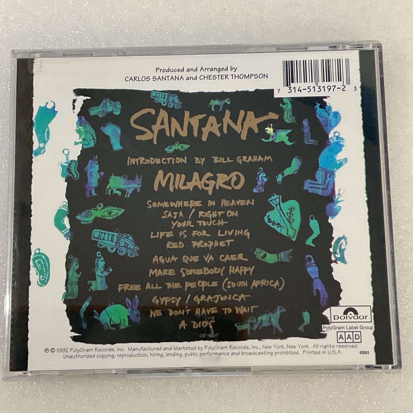 Santana Milagro CD Album 1992 Rock Latin Fusion Music - Image 2