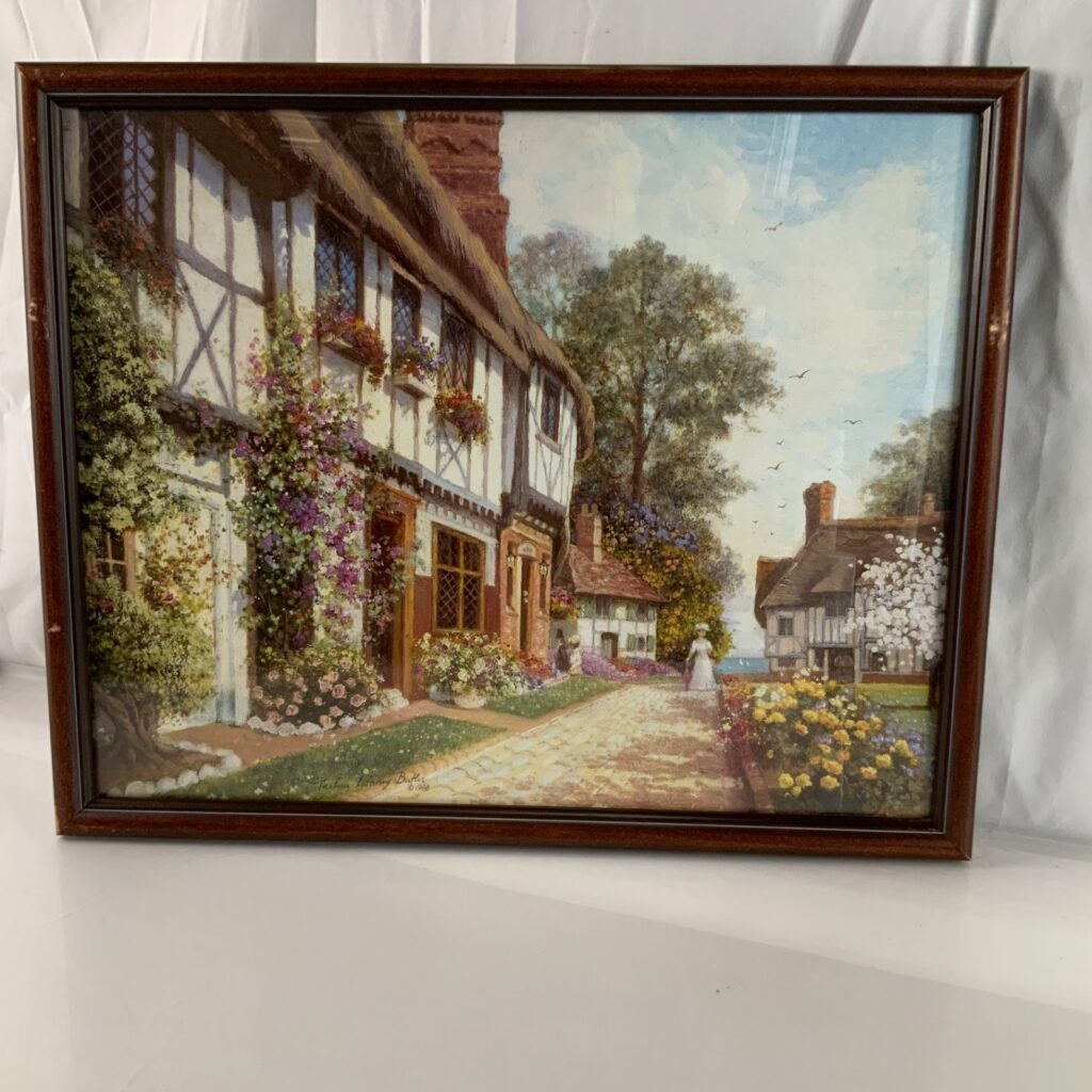 Thelma Leaney Butler The Inn 1988 Framed Cottage Garden Art Print 21.5 in - Image 1