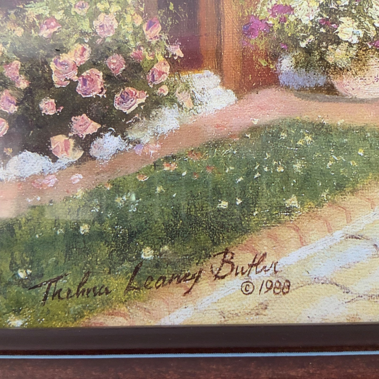 Thelma Leaney Butler The Inn 1988 Framed Cottage Garden Art Print 21.5 in - Image 4