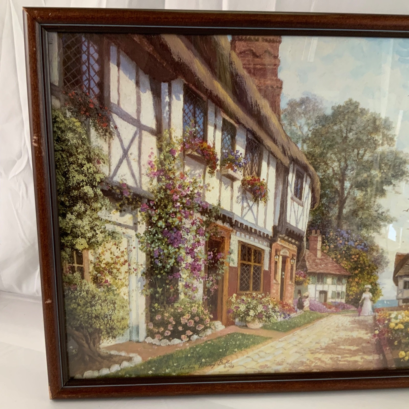 Thelma Leaney Butler The Inn 1988 Framed Cottage Garden Art Print 21.5 in - Image 2