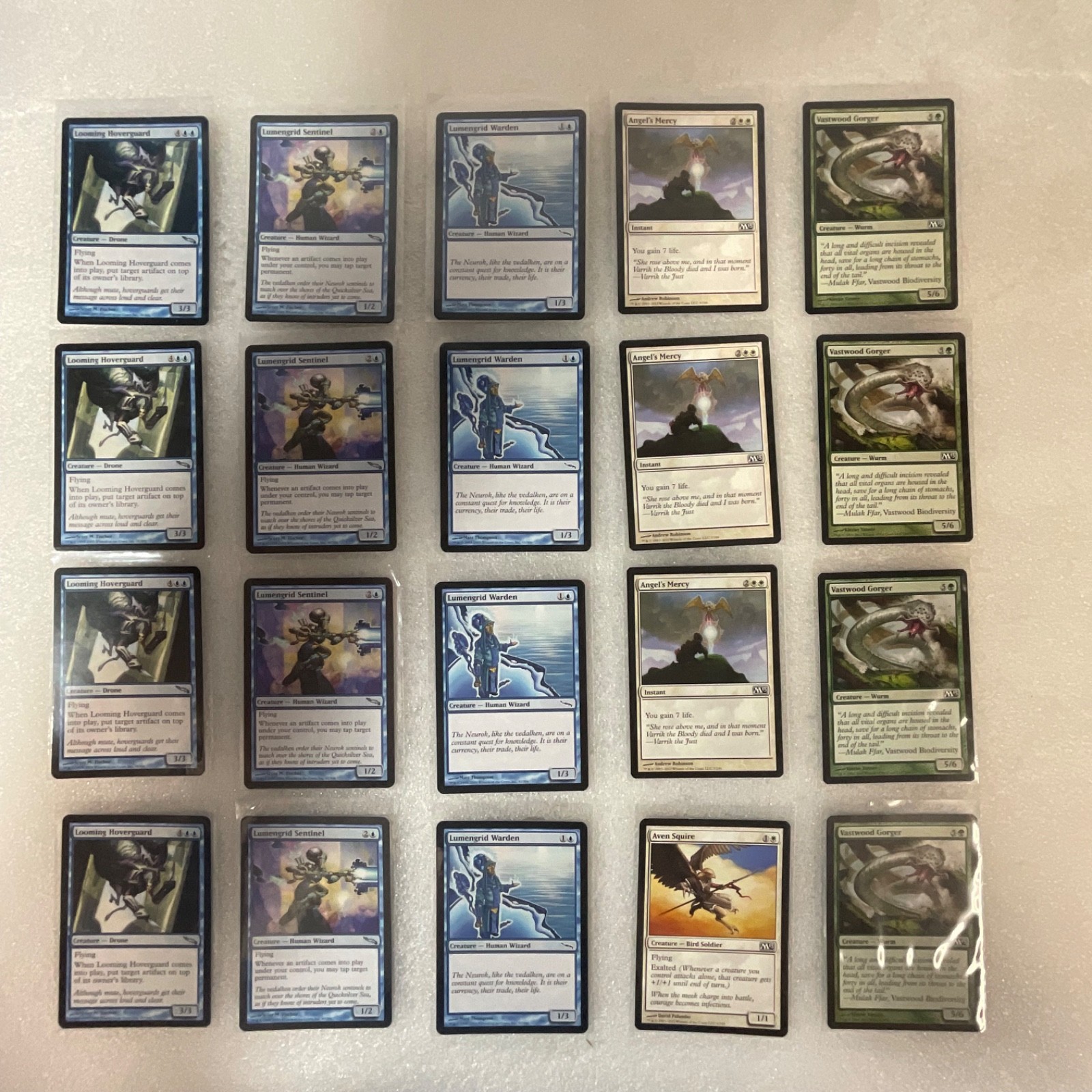 MTG Lot of 20 Mixed Sets Mirrodin & M13 Blue White Green Cards - Image 1