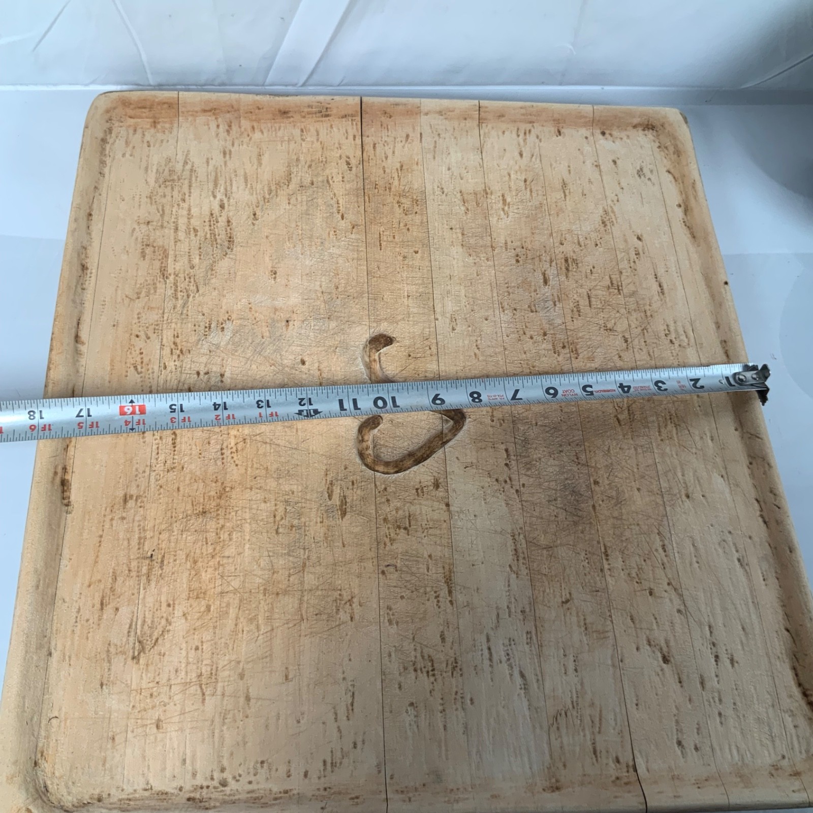Large Rustic Wood Display Tray Carved S 20 x 18.25 in Heavy Worn Character - Image 11