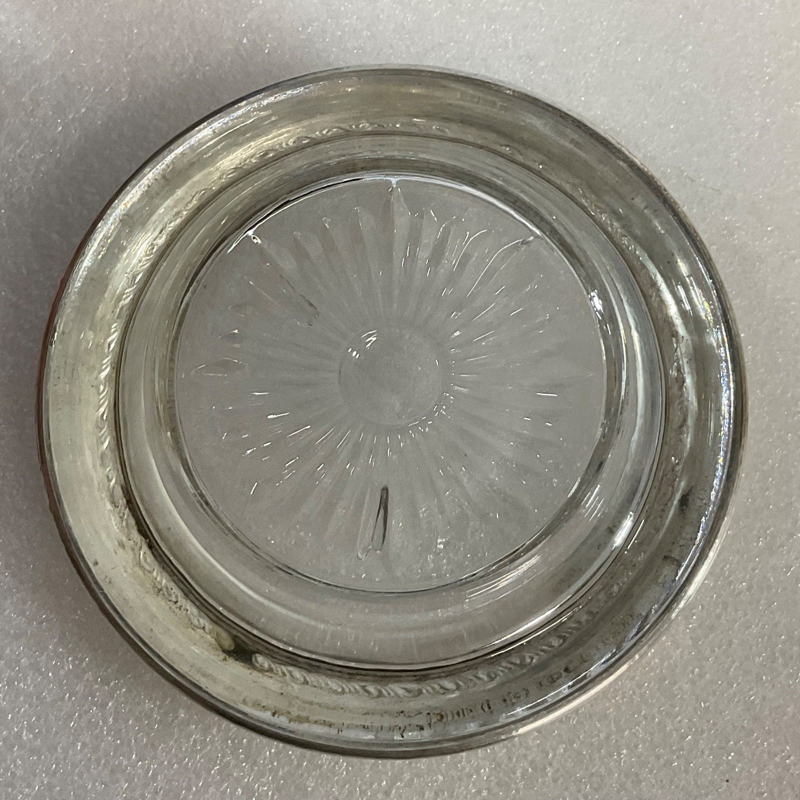 Vintage Glass Coaster with Sterling Silver Edge 4in Tableware - Image 4