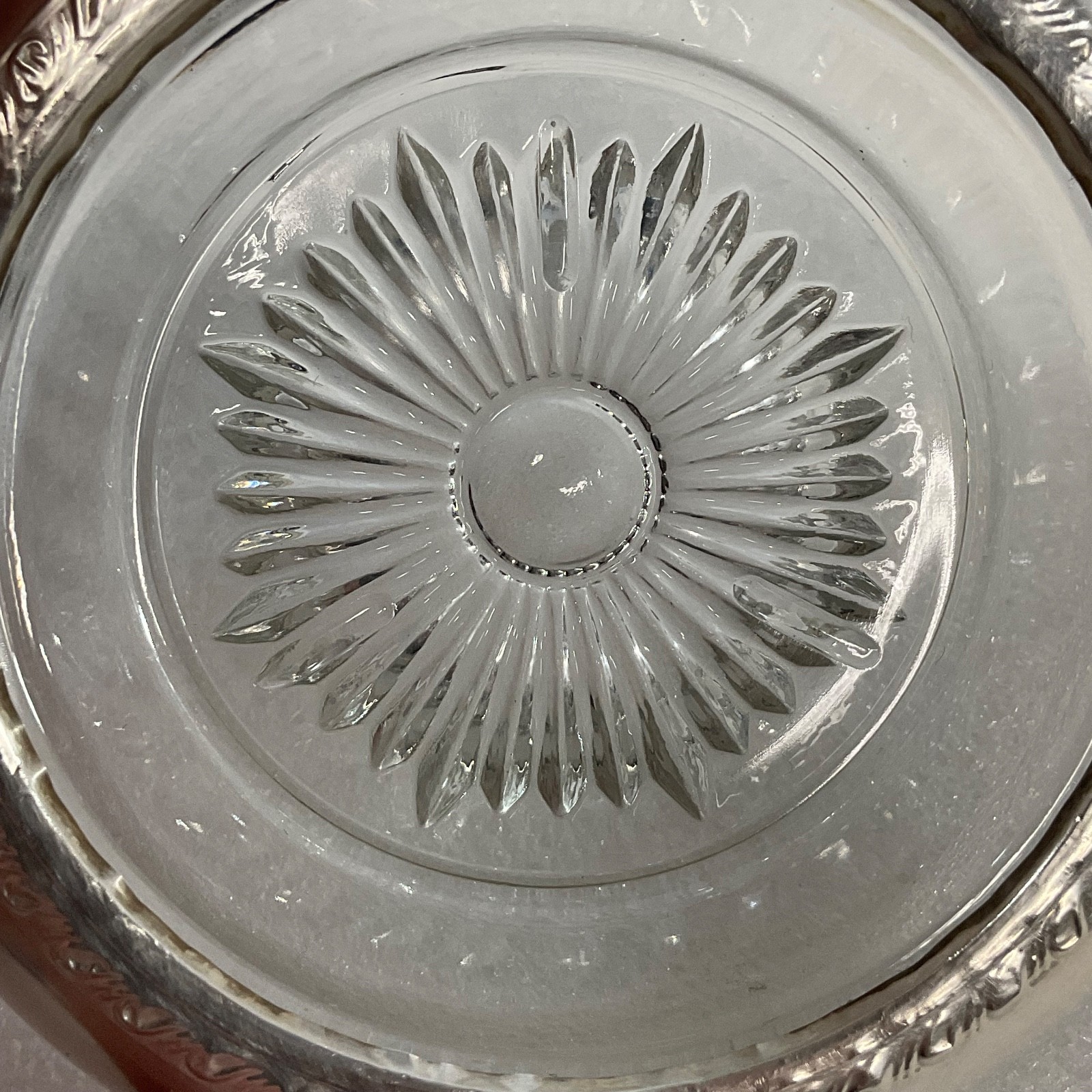Vintage Glass Coaster with Sterling Silver Edge 4in Tableware - Image 6