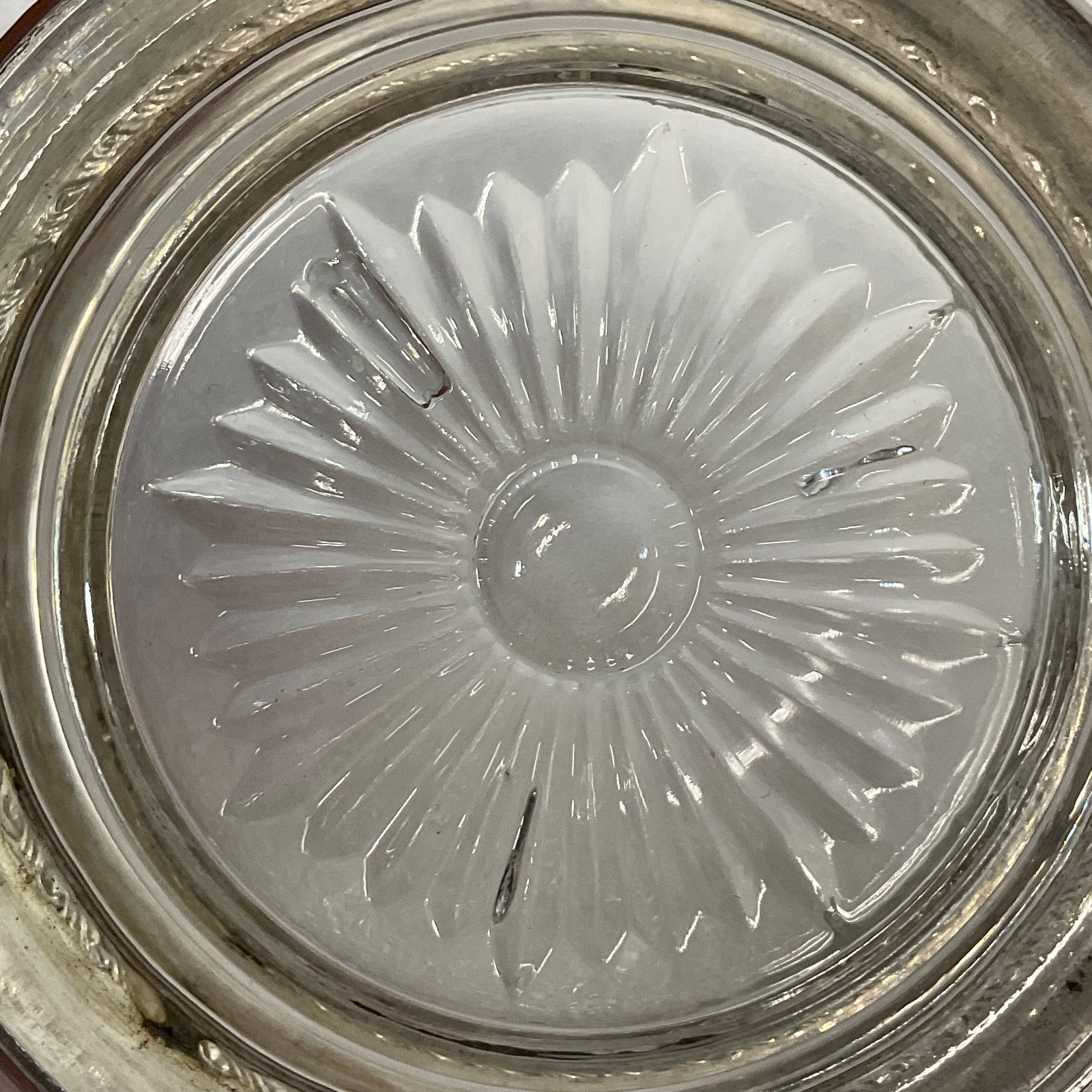 Vintage Glass Coaster with Sterling Silver Edge 4in Tableware - Image 5