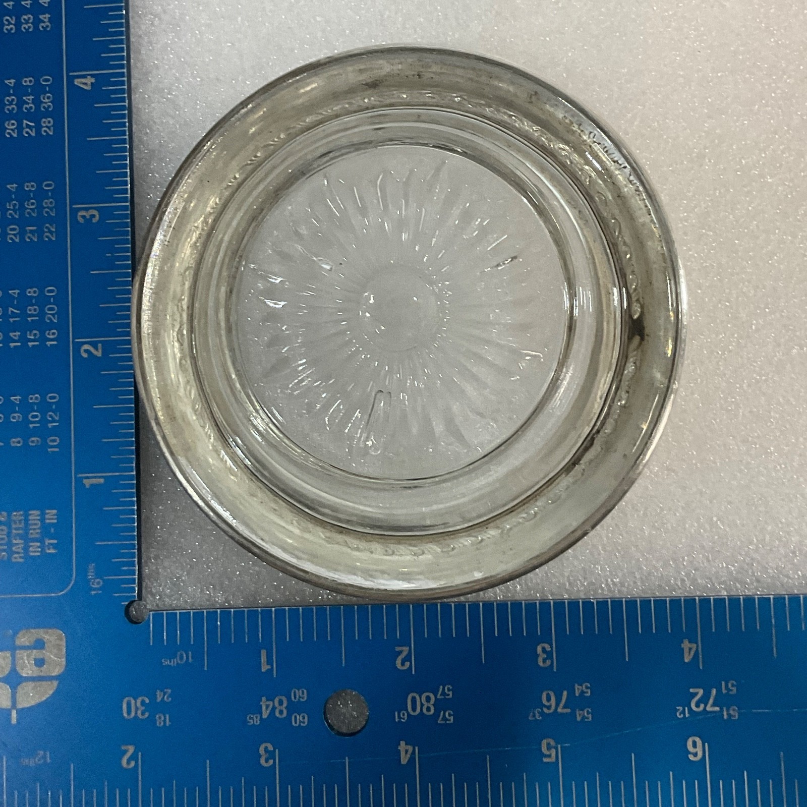 Vintage Glass Coaster with Sterling Silver Edge 4in Tableware - Image 8