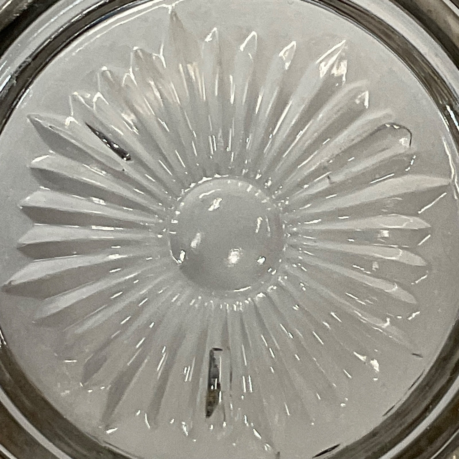 Sterling Silver Rimmed Glass Coaster 4in Vintage Sunburst Design - Image 8