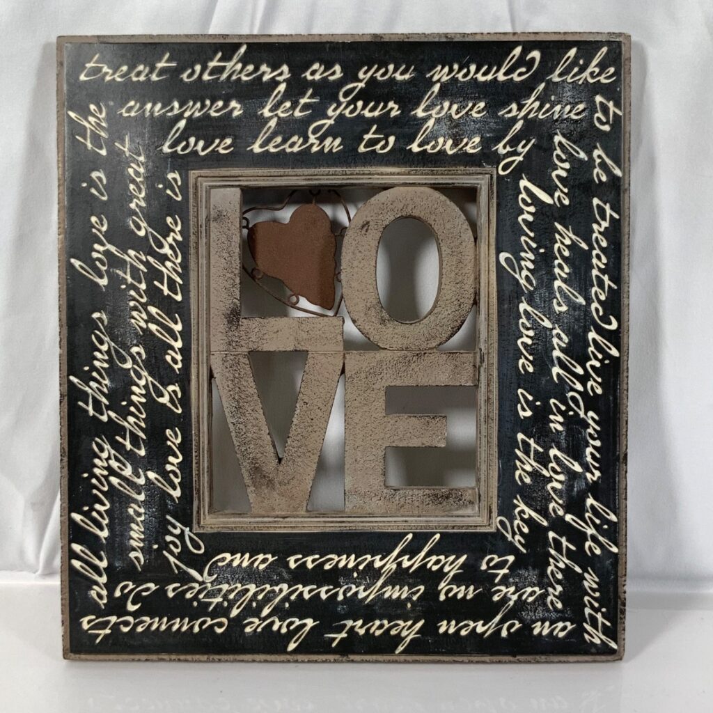 LOVE Inspirational Quote Wall Plaque Indoor Outdoor Decor 11 x 9 in - Image 1