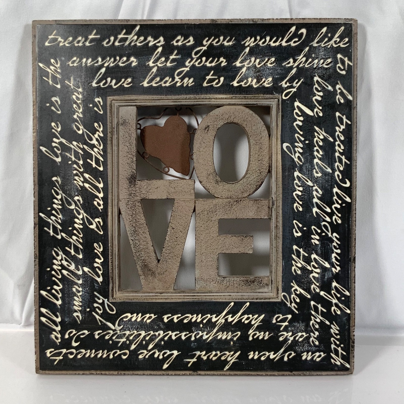 LOVE Inspirational Quote Wall Plaque Indoor Outdoor Decor 11 x 9 in - Image 1