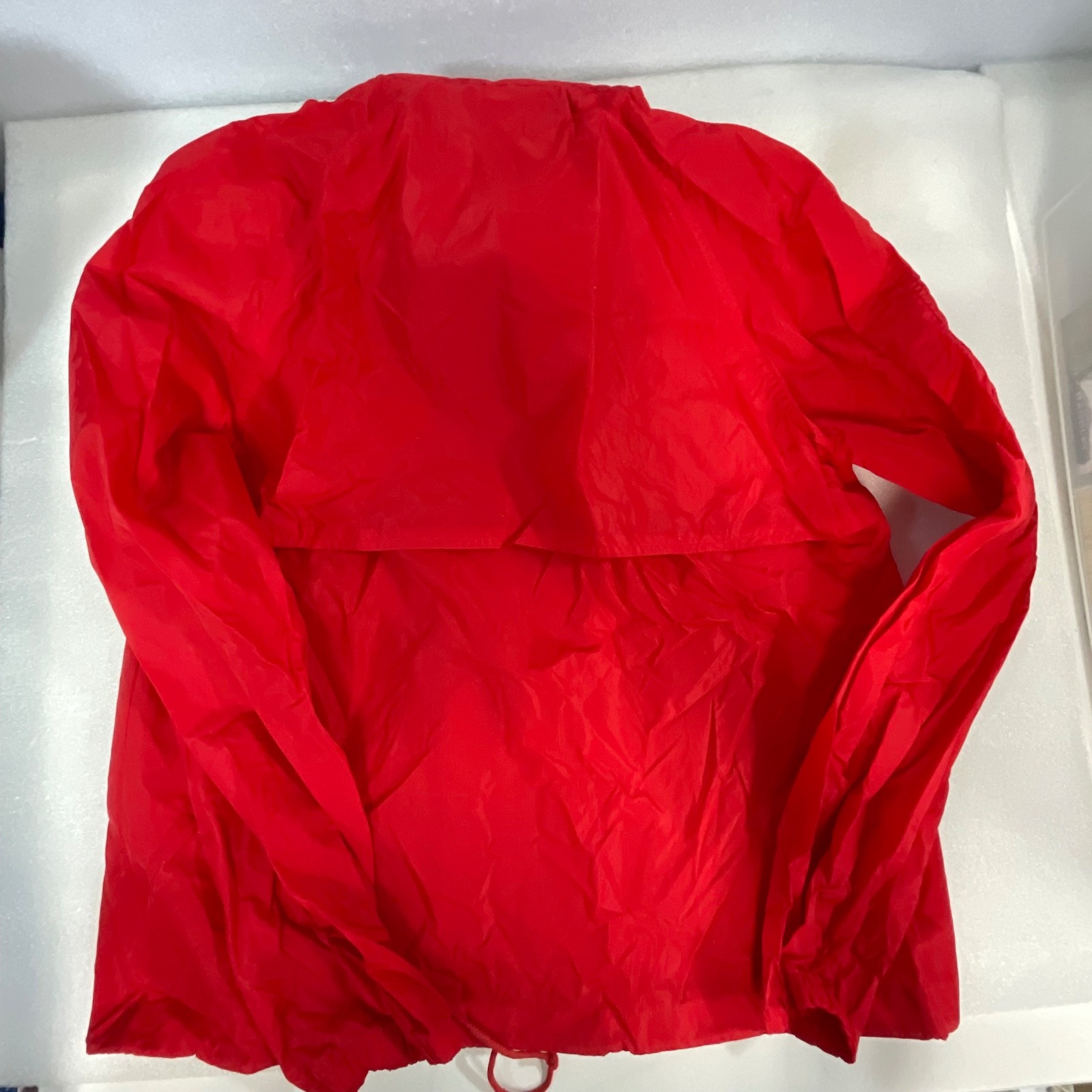 Eddie Bauer Red Nylon Windbreaker Jacket L Packable Ventilated Pockets Zip Hood - Image 13