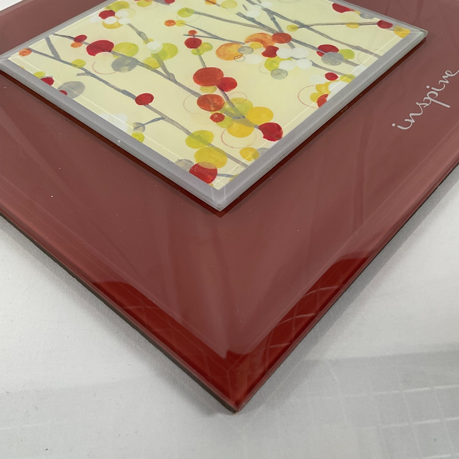 New View Inspire Floral Glass Wall Plaque Red 9 x 9 in - Image 8