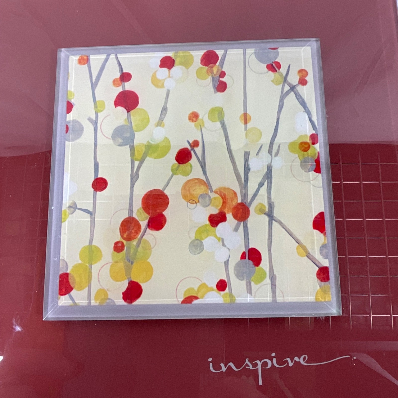 New View Inspire Floral Glass Wall Plaque Red 9 x 9 in - Image 6