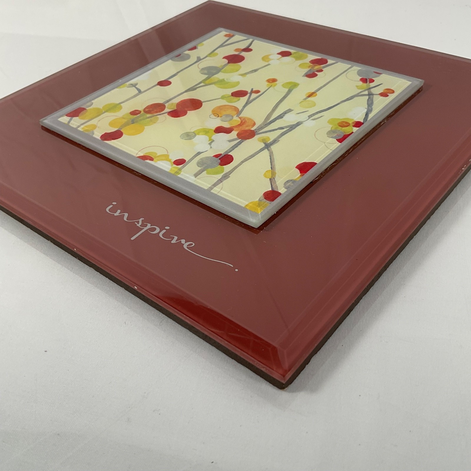 New View Inspire Floral Glass Wall Plaque Red 9 x 9 in - Image 7