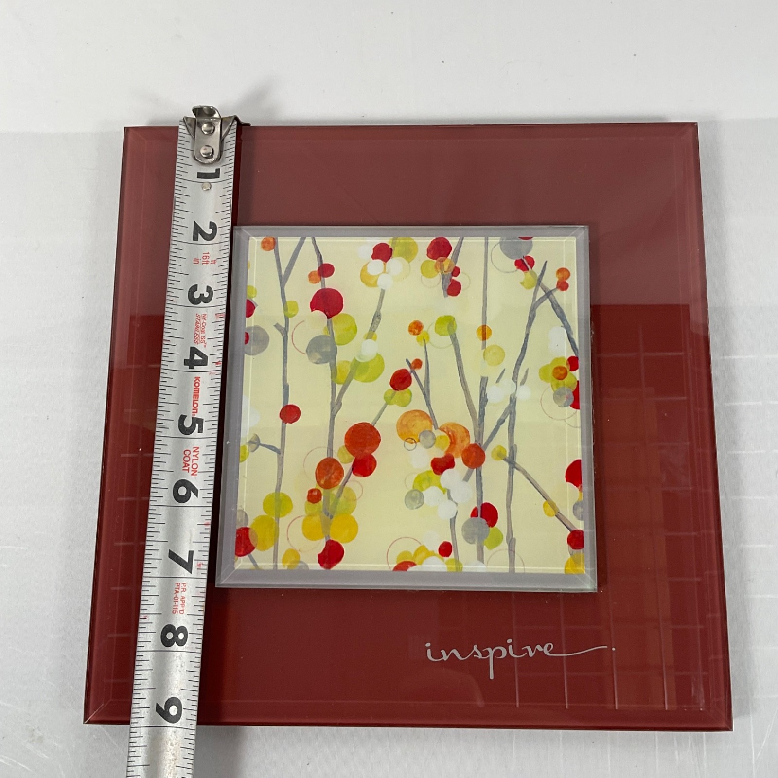 New View Inspire Floral Glass Wall Plaque Red 9 x 9 in - Image 11