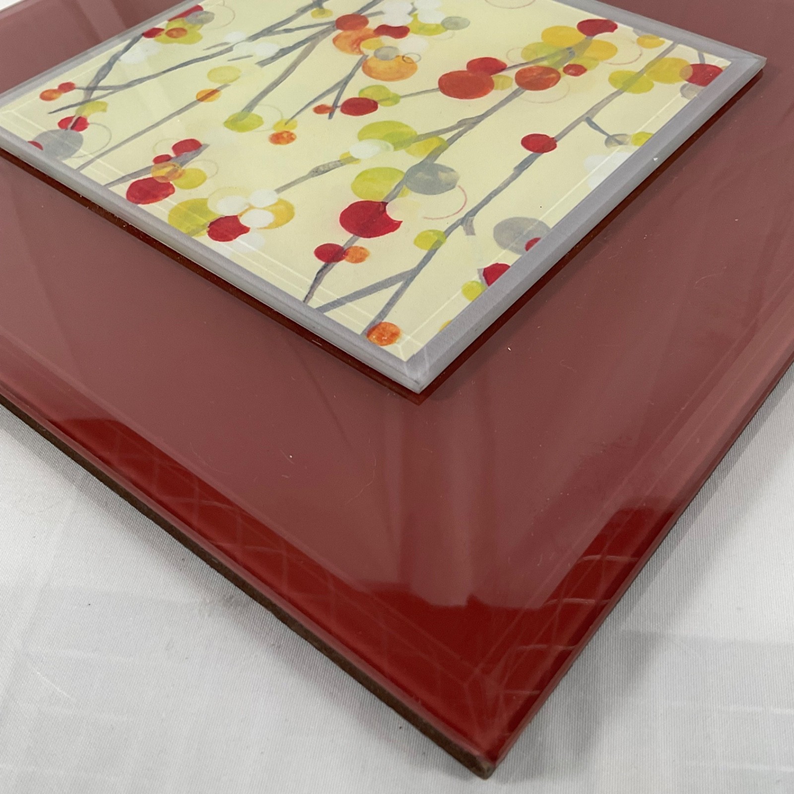 New View Inspire Floral Glass Wall Plaque Red 9 x 9 in - Image 9