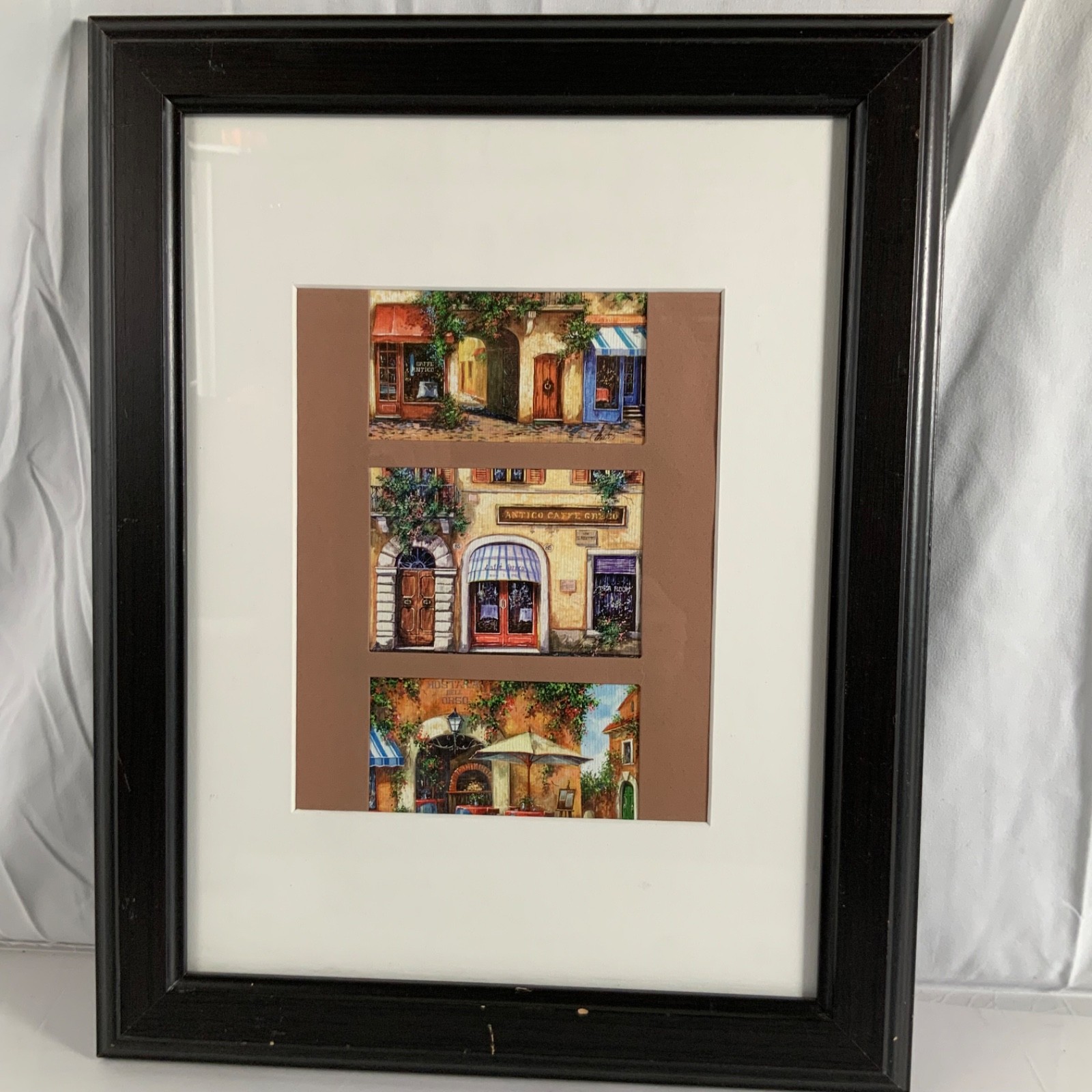 Signed Italian Cafe Street Scene Art Antico Caffe Greco Framed 15 x 18 in - Image 2