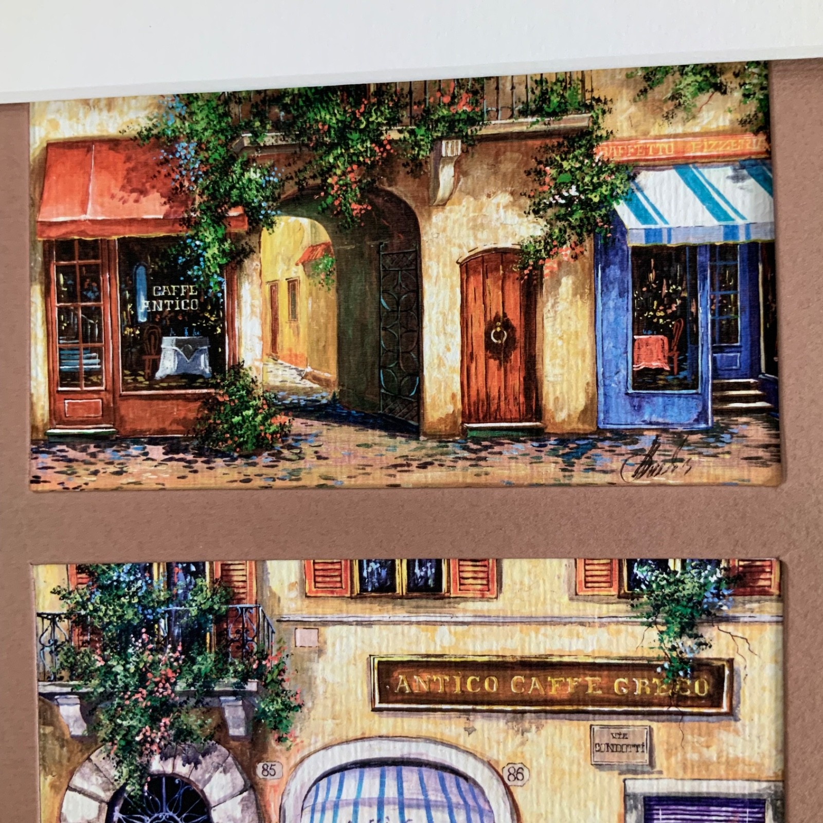 Signed Italian Cafe Street Scene Art Antico Caffe Greco Framed 15 x 18 in - Image 14