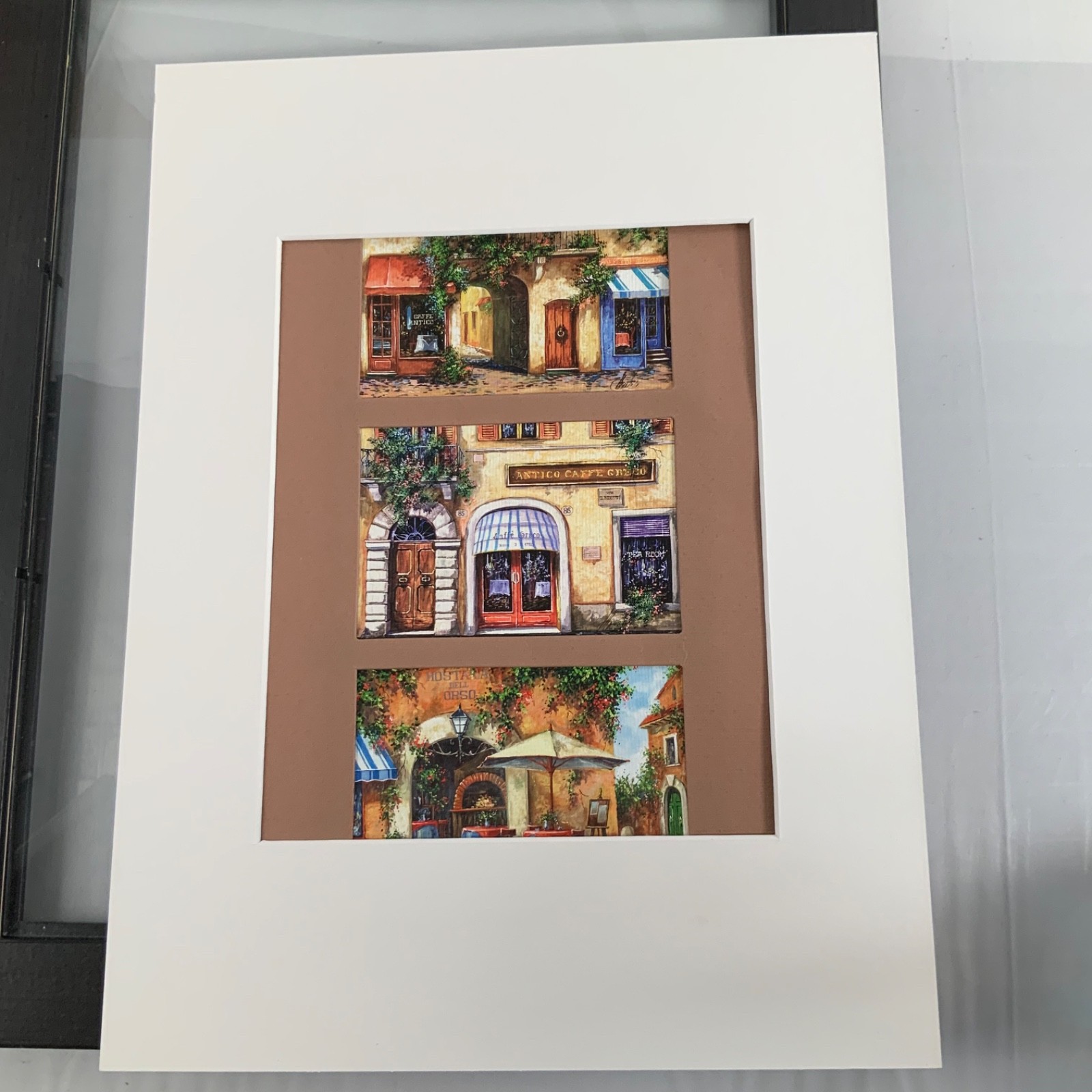 Signed Italian Cafe Street Scene Art Antico Caffe Greco Framed 15 x 18 in - Image 13