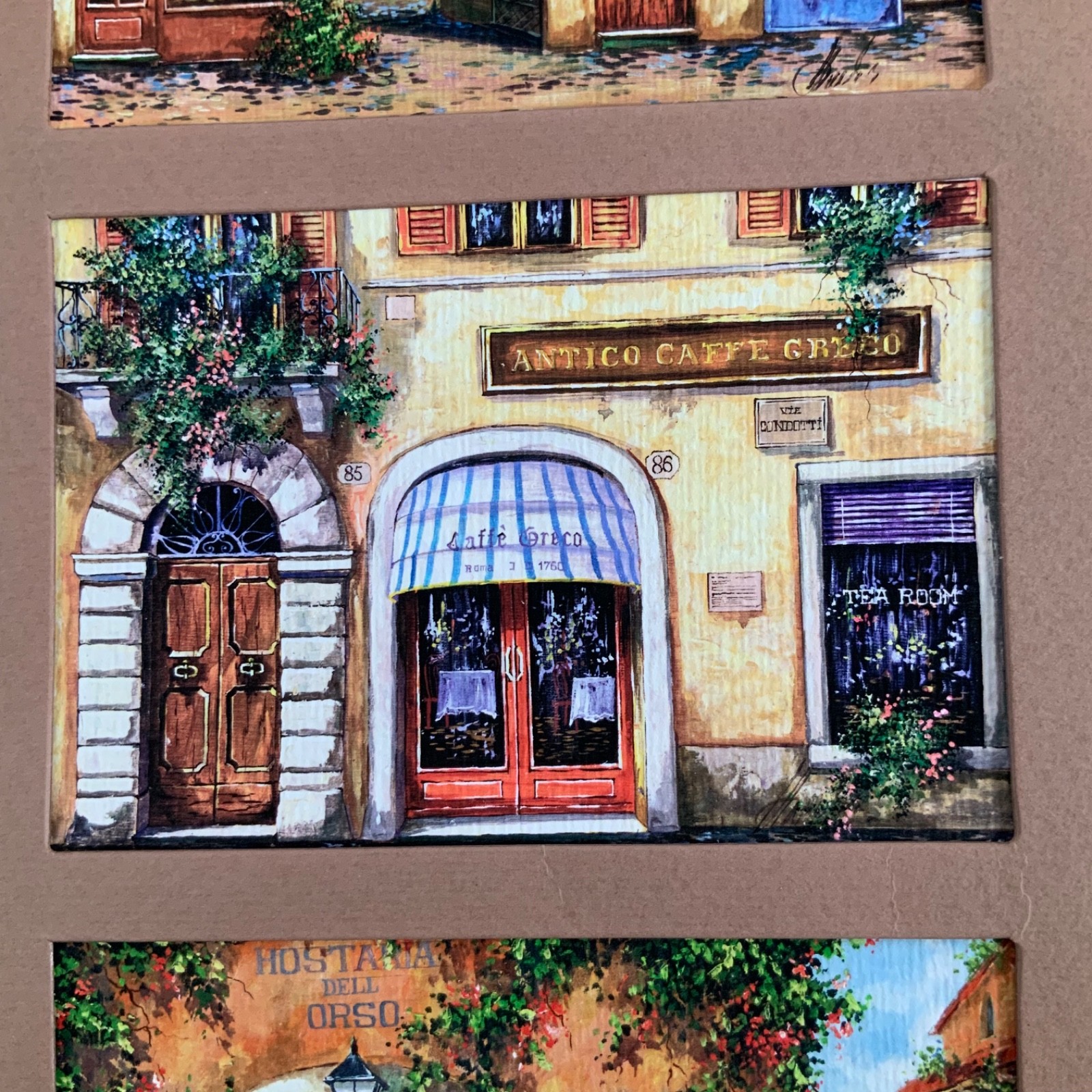 Signed Italian Cafe Street Scene Art Antico Caffe Greco Framed 15 x 18 in - Image 15