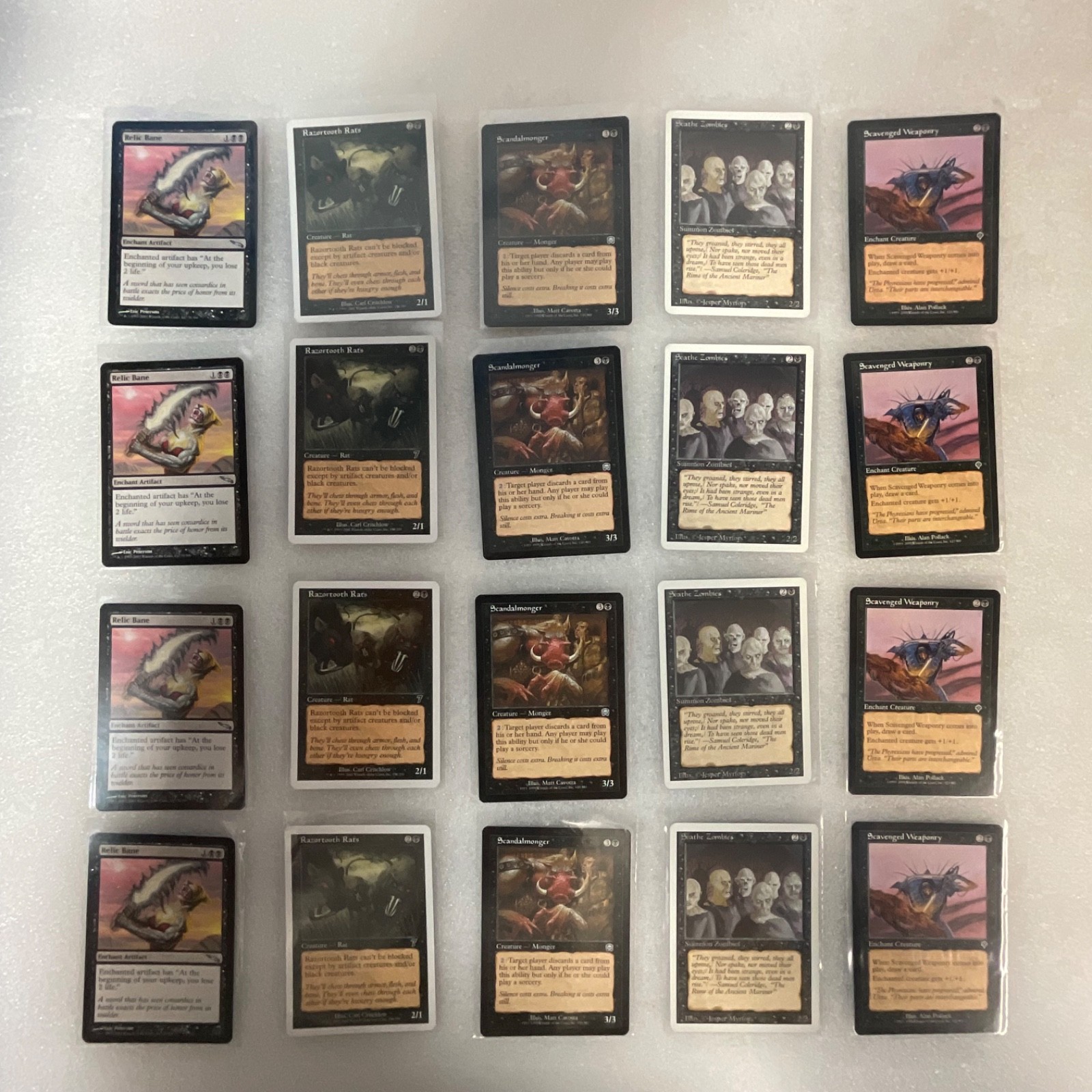 MTG Lot of 20 Black Mixed 3ED 7ED MRD MMQ INV Relic Bane - Image 1