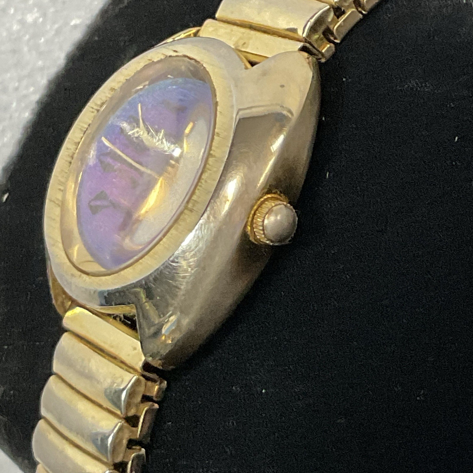 Lucky Star Titanium Purple Face Hold Tone Stretch Band Watch - Image 5