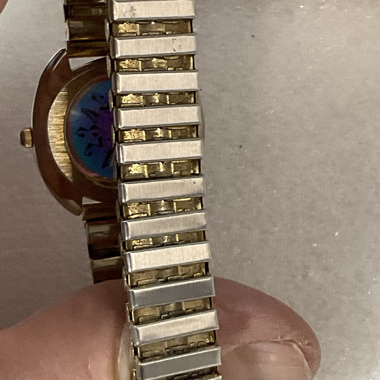 Lucky Star Titanium Purple Face Hold Tone Stretch Band Watch - Image 14