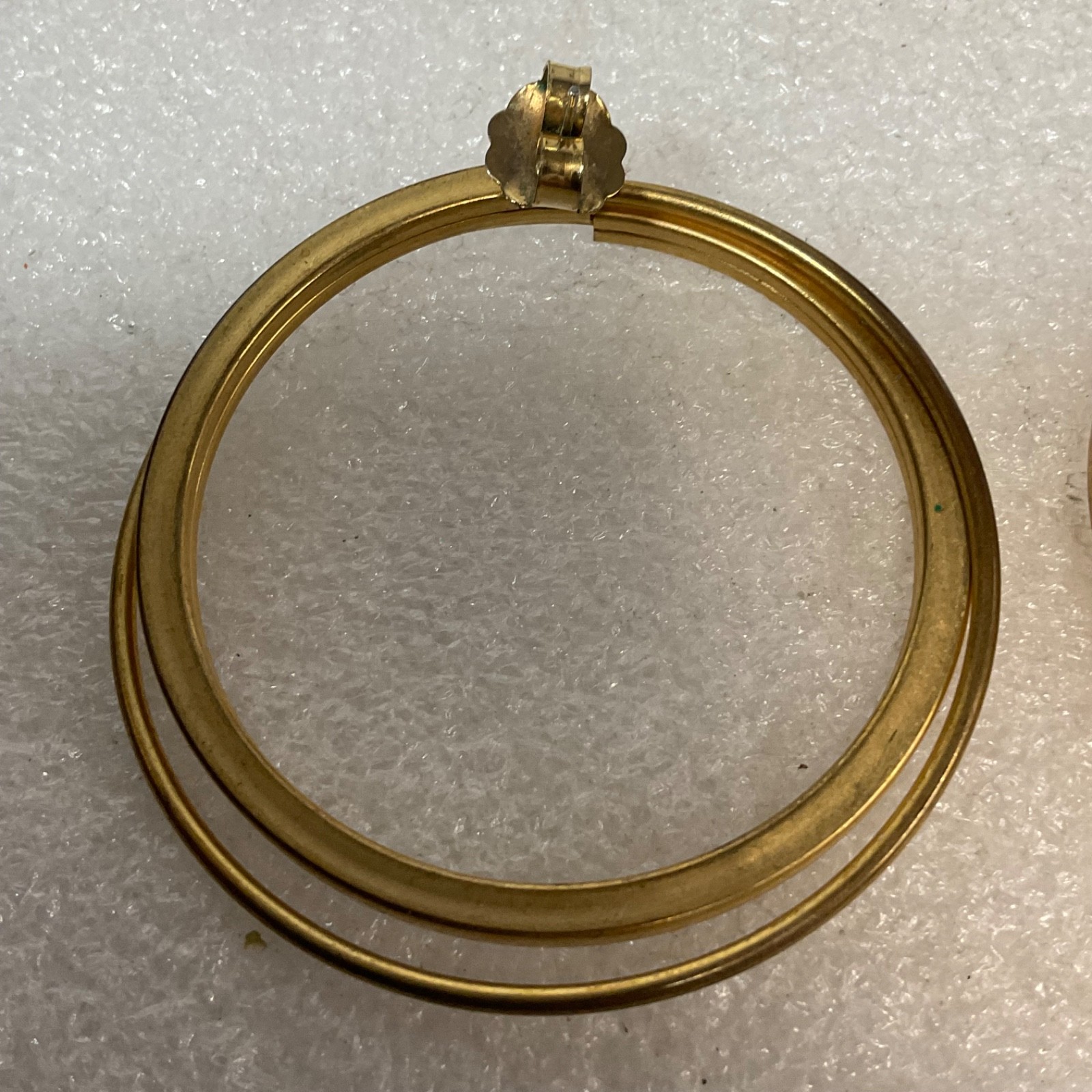 Vintage Gold Tone Hoop Earrings 2.5in Large Double Band Post Pierced 21g Retro - Image 13